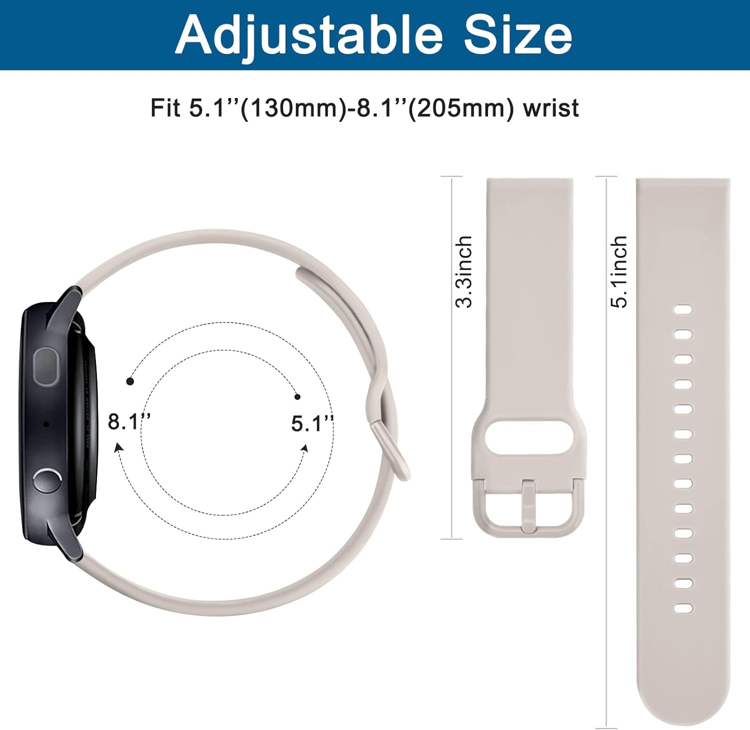 for Samsung Galaxy Watch 6 Band 40Mm 44Mm / Galaxy Watch 6 Classic Bands 43Mm 47Mm, 20Mm Soft Sport Band Adjustable Replacement Strap for Galaxy Watch 6 Band Women Men