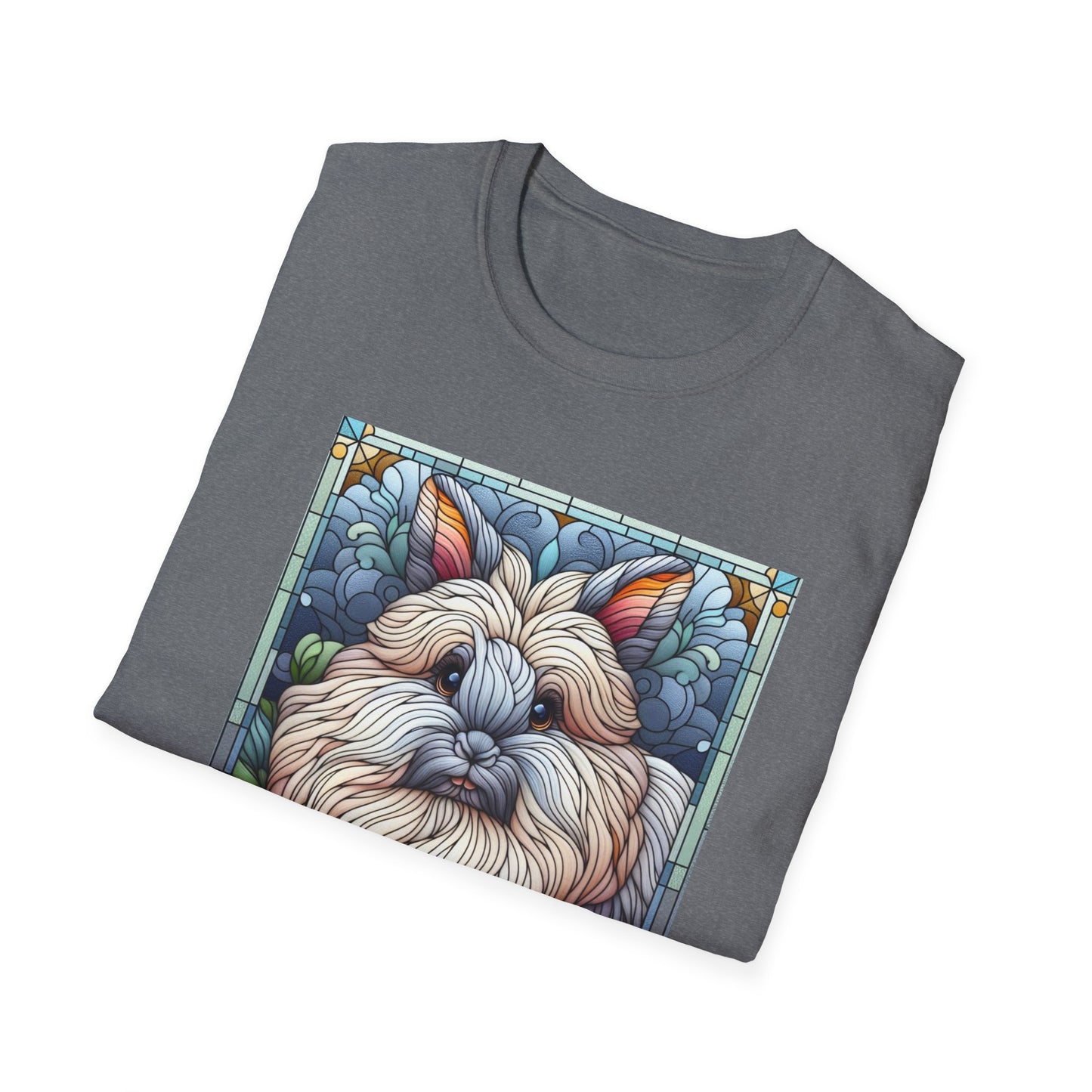 Angora Rabbit Animal Stained Glass Design Unisex Softstyle T-Shirt