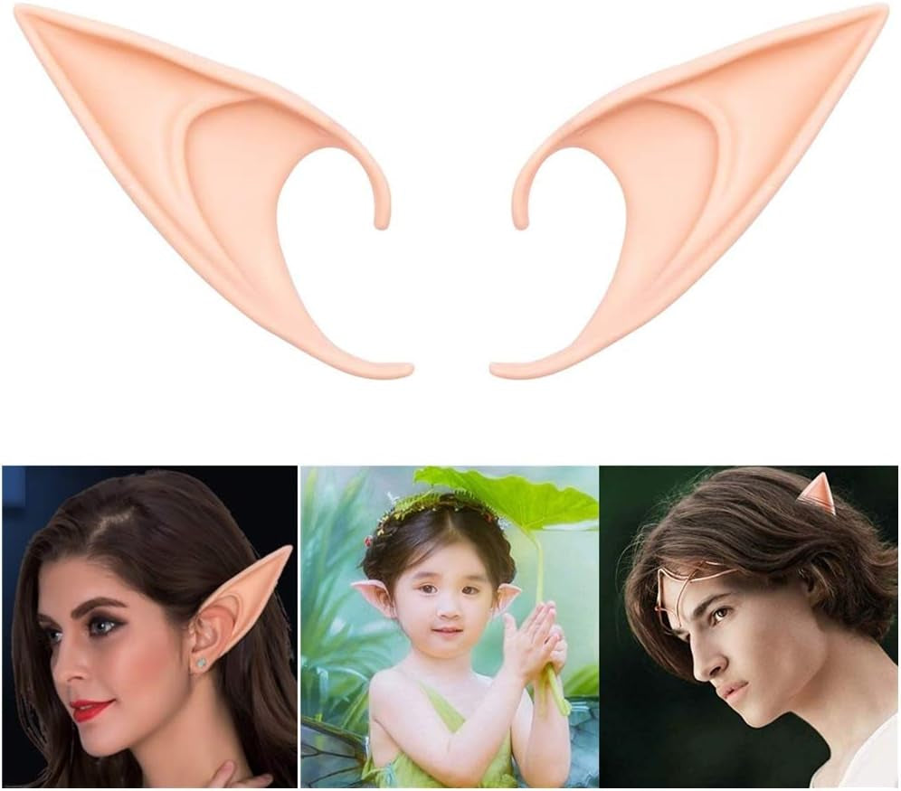 Cosplay Fairy Pixie Elf Ears - Soft Pointed Tips Anime Party Dress up Costume Masquerade Accessories for Halloween Christmas Party, 3 Pair
