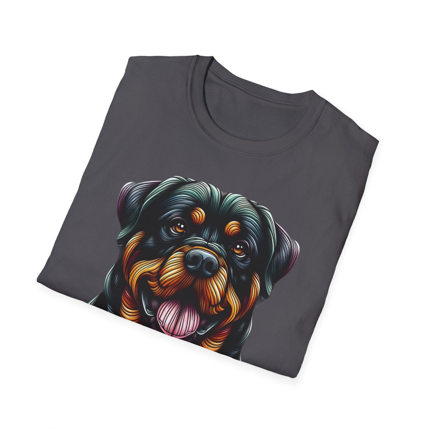 Rottweiler Animal Stained Glass Design Unisex Softstyle T-Shirt