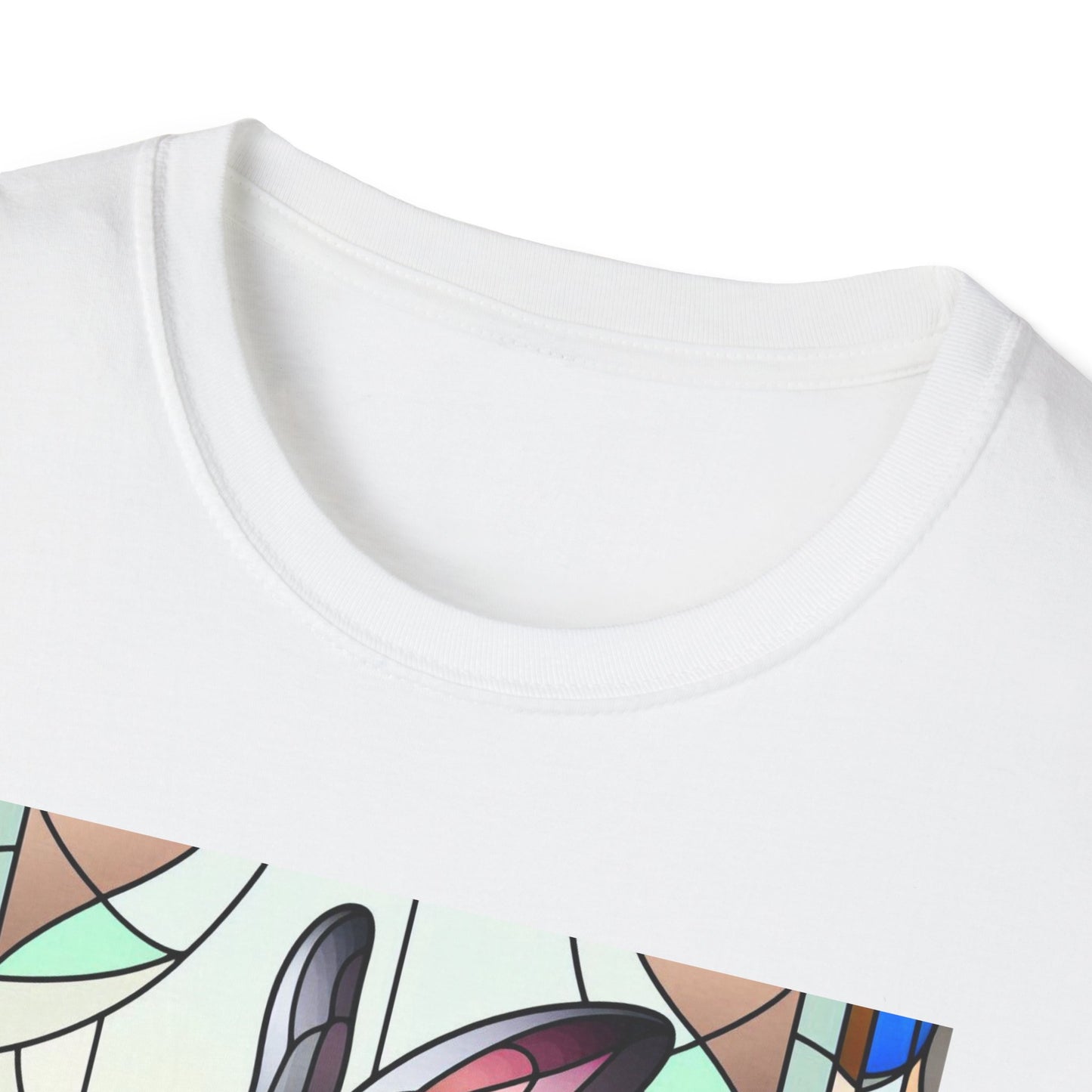 Flemish Giant Rabbit Animal Stained Glass Design Unisex Softstyle T-Shirt