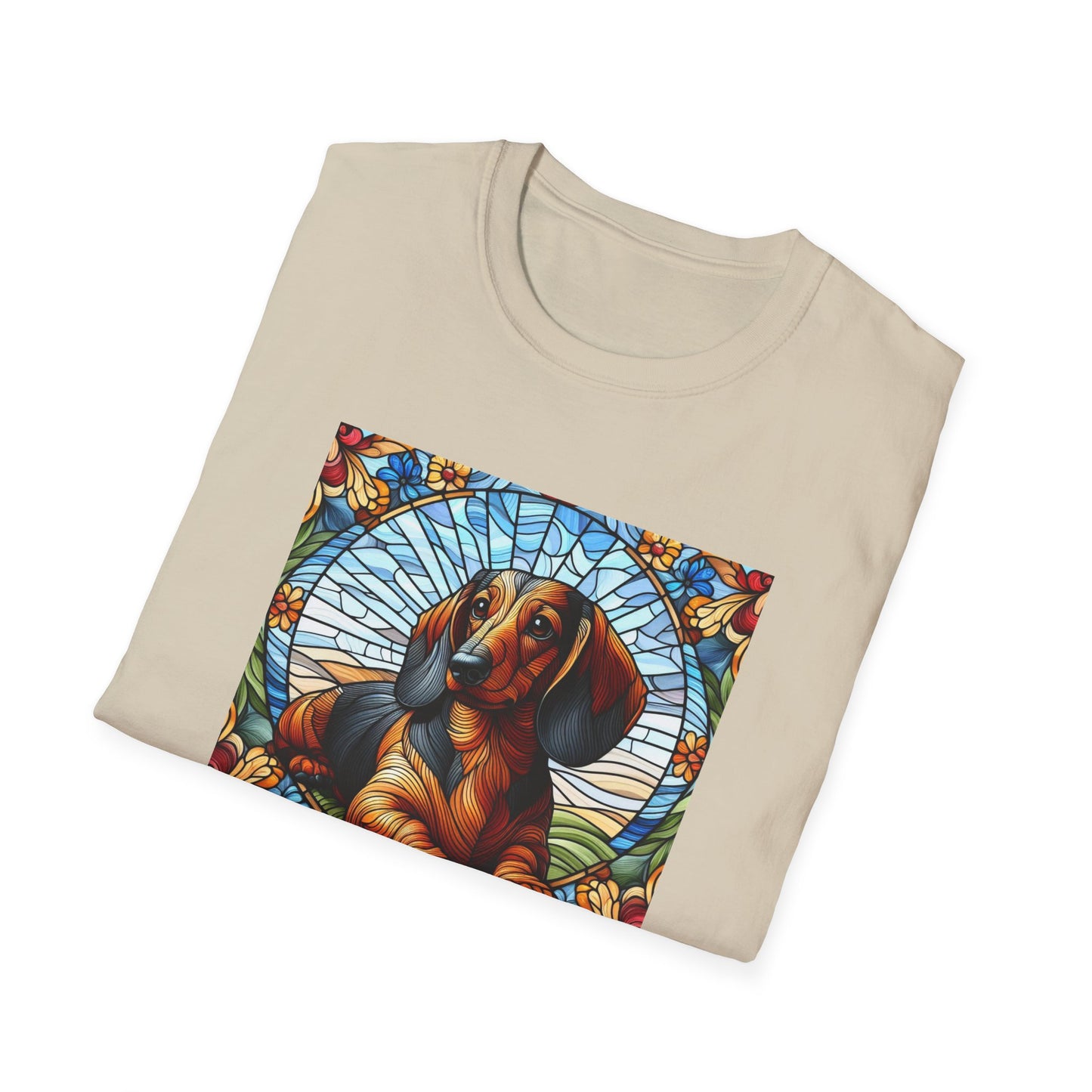 Dachshund Stained Glass Unisex Softstyle T-Shirt
