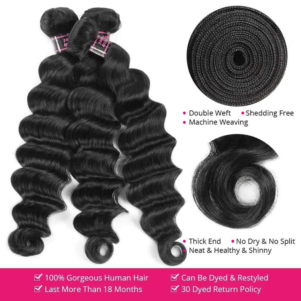 Brazilian Hair Bundles Loose Deep Wave Virgin Remy Human Hair (18 20 22 Inch) Loose Deep Curly Wet and Wavy Hair 3 Bundles/Lot Hair Weft Natural Color