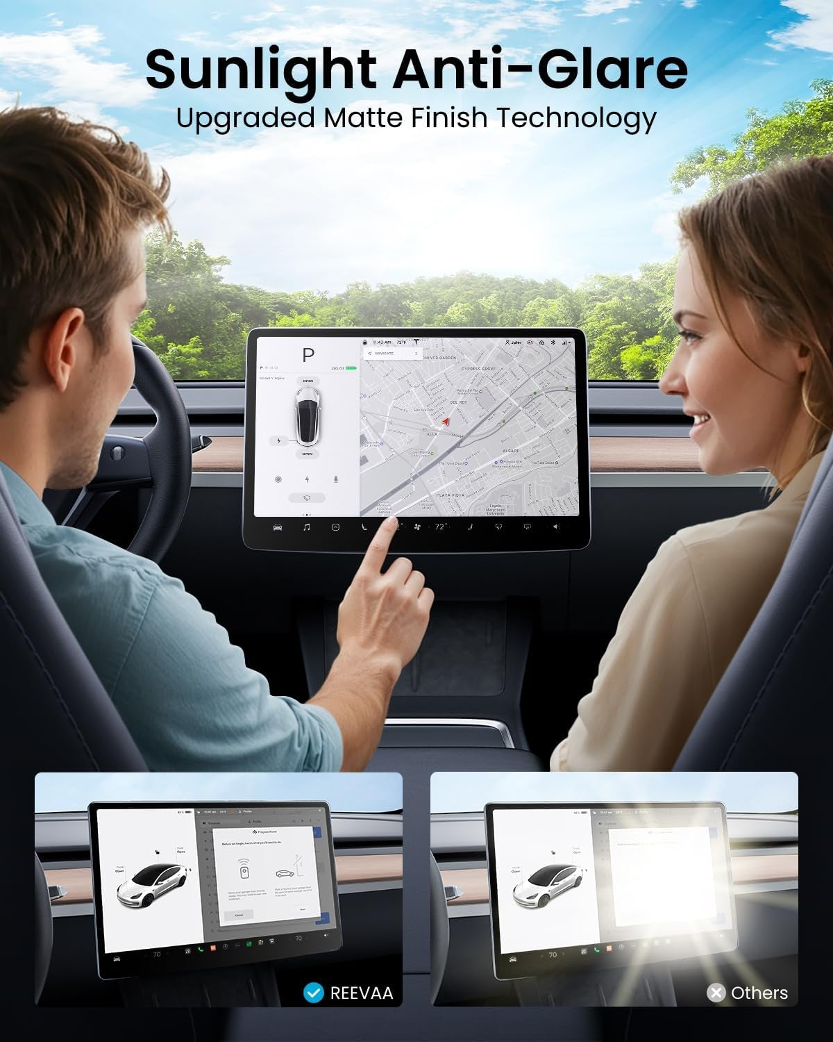 Tempered Glass Screen Protector for Tesla Model Y [Anti-Glare, Anti-Fingerprint] Designed for Model Y (2025-2020) Dashboard Touchscreen, Auto Alignment Kit Accessories, Matte