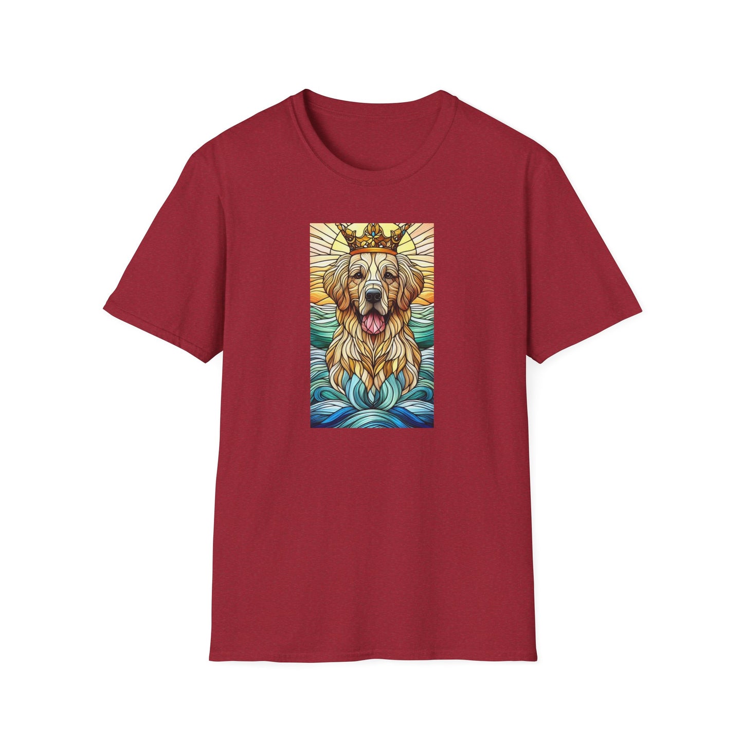 Golden Retriever Animal Stained Glass Design Unisex Softstyle T-Shirt
