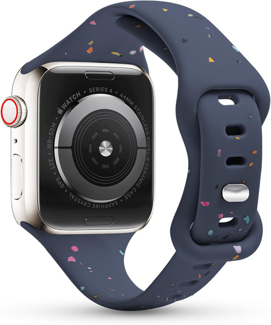 Sport Band Compatible with Apple Watch Band 40Mm 38Mm 41Mm for Women Girls, Recycled Silicone Slim Strap for Iwatch Bands Series 10 9 8 7 6 SE 5 Ultra 4 3 2 1 - Bluish_Gray