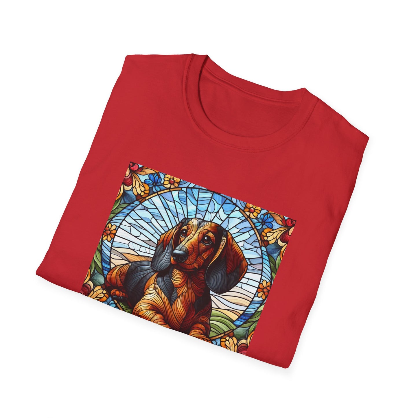 Dachshund Stained Glass Unisex Softstyle T-Shirt
