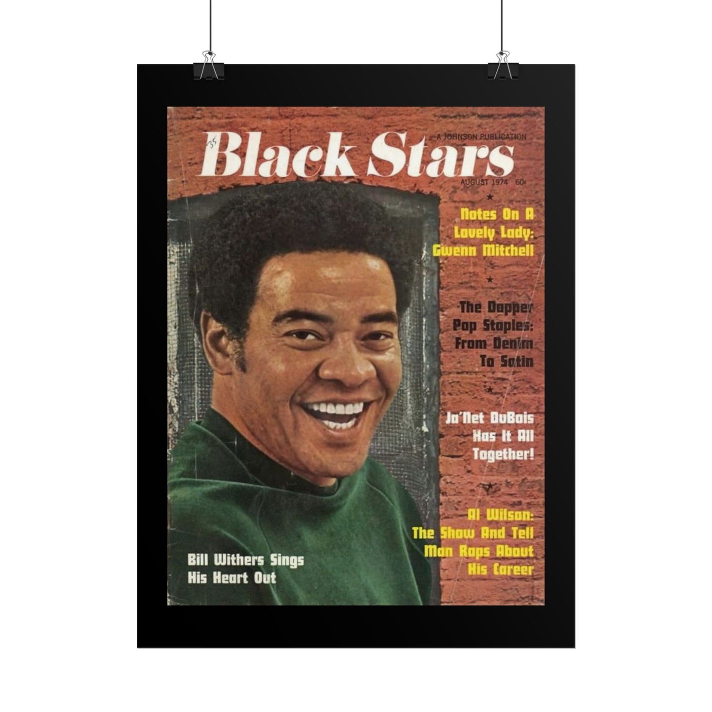 Vintage Music Rolled Posters - Bill Withers, August 1974 Design
