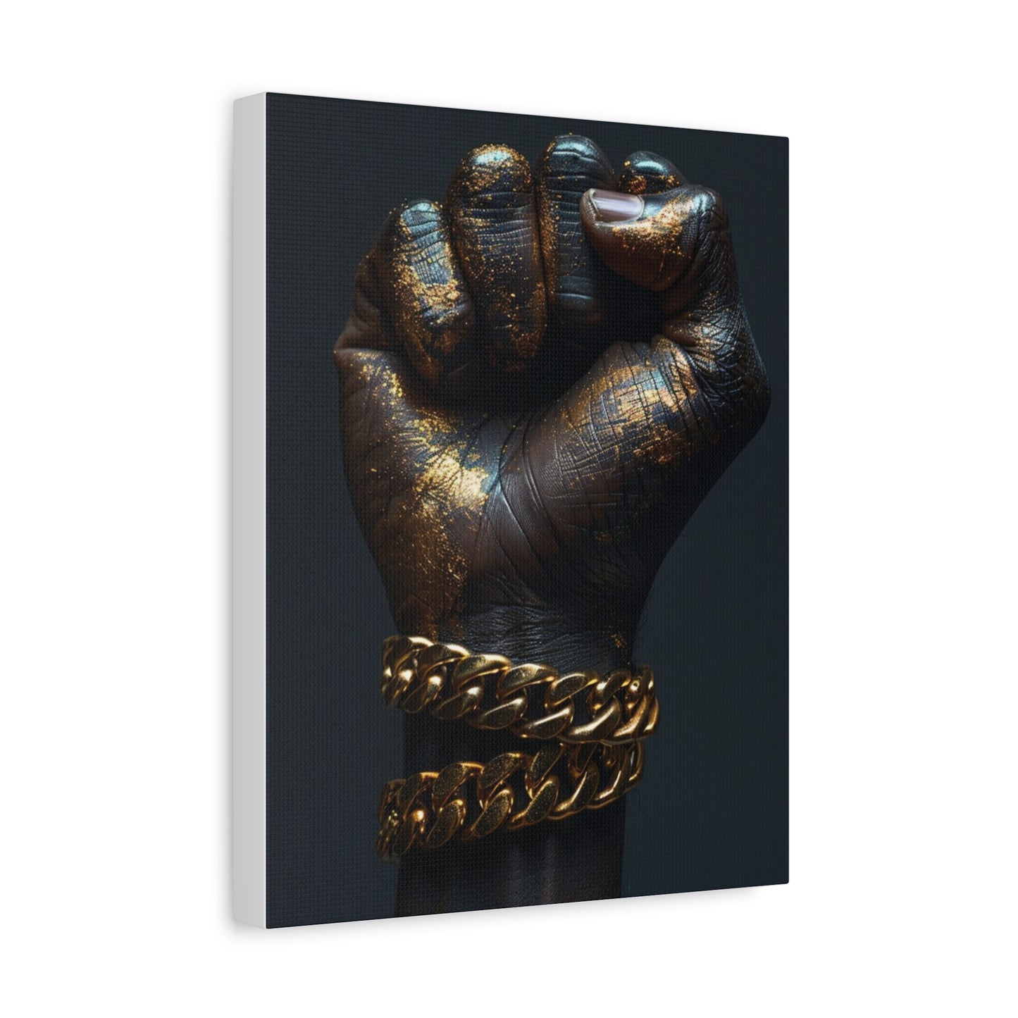 Black And Gold Power Black Man Fist Matte Canvas, Stretched, 1.25"