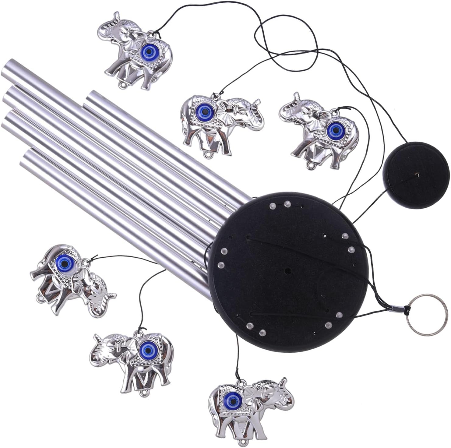 Blue Evil Eye Elephant Wind Chimes Outdoor Decor, Mobile Evil Eye Windcatcher, Evil Eye Elephant Wind Bells, Blue Evil Eye Amulet Wind Chimes for Home, Gift for Mom, Balcony, Patio, Garden Decoration
