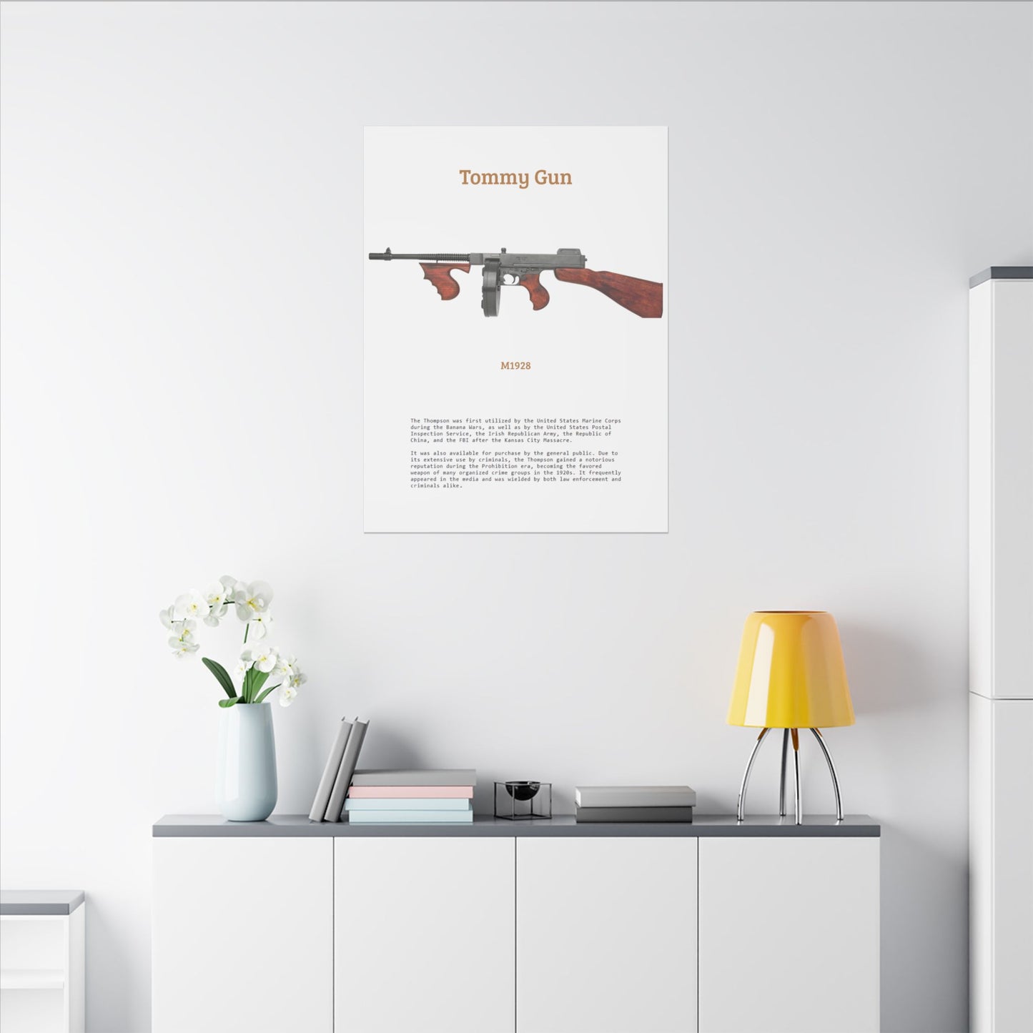 Thompson submachine gun TOMMY GUN M1928 Matte Canvas, Stretched, 0.75" (Multi-Size)