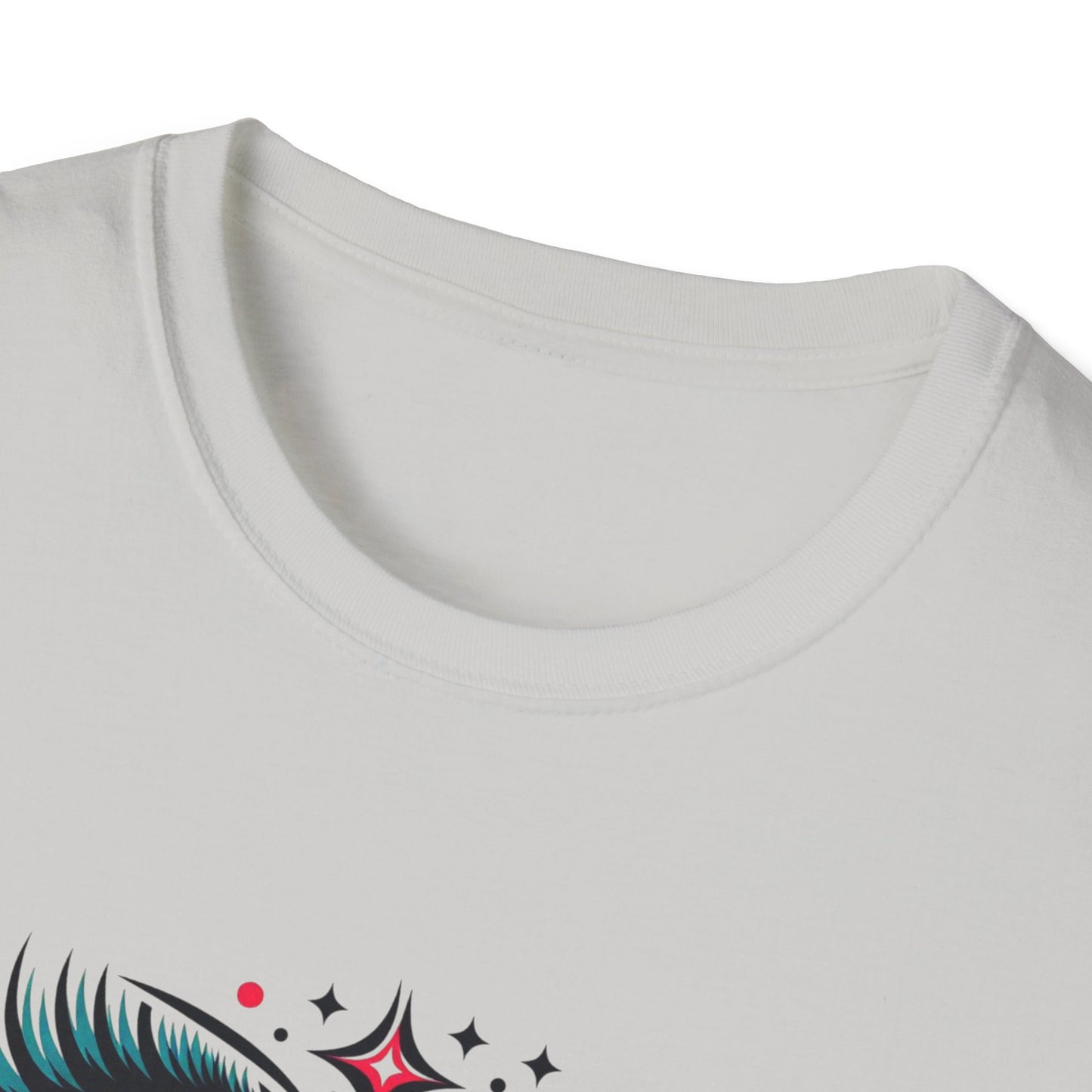 LASHES Vibrant Face Graphic T-Shirt - Unisex Softstyle Tee for Festivals & Celebrations