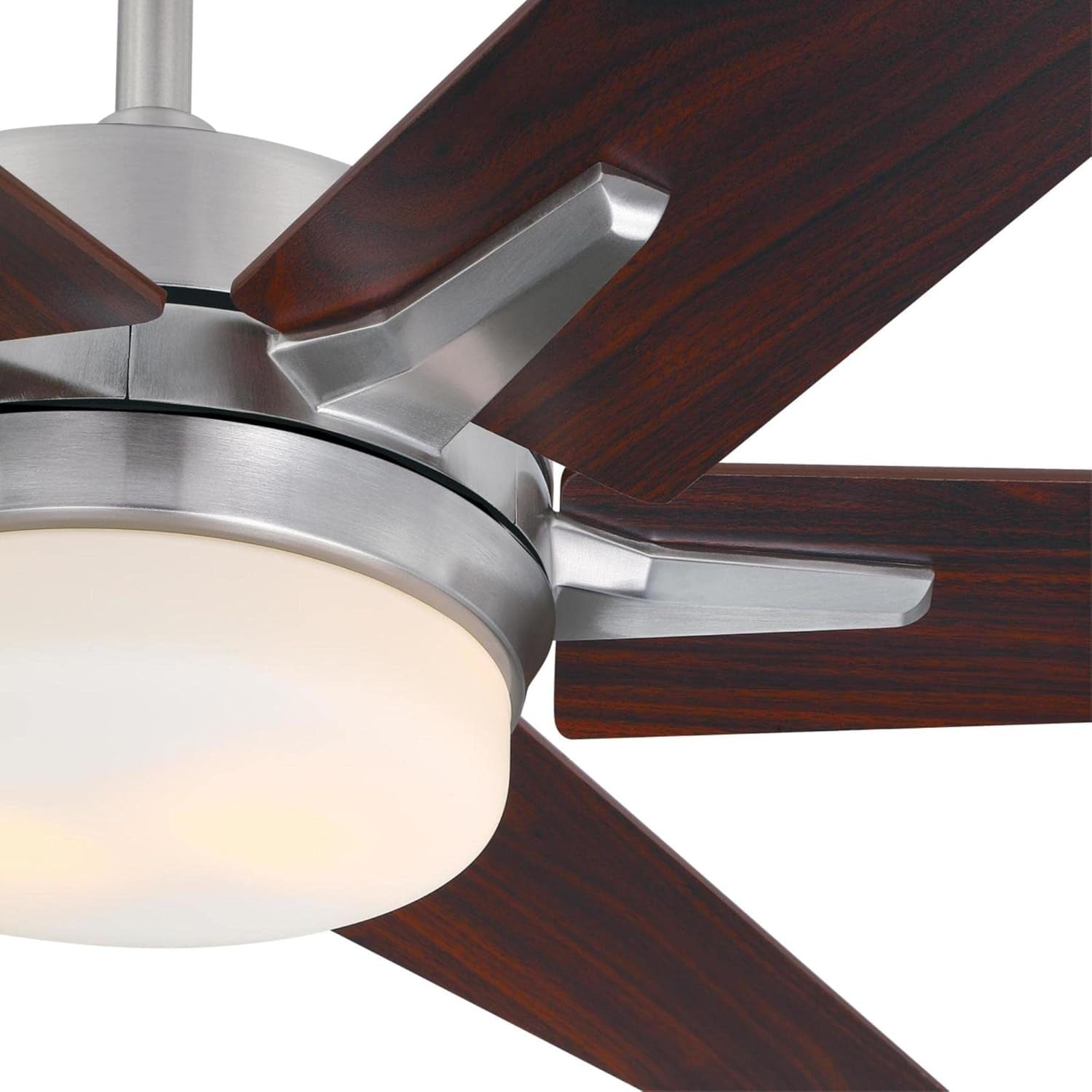 74003B00 Transitional Cayuga, Smart Wifi Ceiling Fan Compatible with Amazon Alexa and Google Home with LED Light, 60 Inch, Brushed Nickel Finish, Frosted Opal Glass