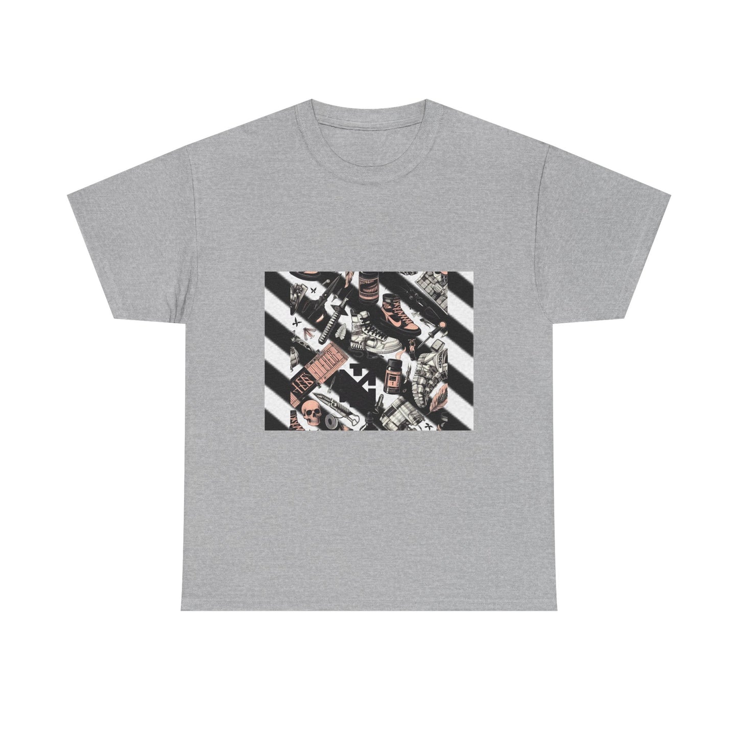 Graphic Unisex Heavy Cotton Tee - Urban Streetwear Vibe Off-White Inspired