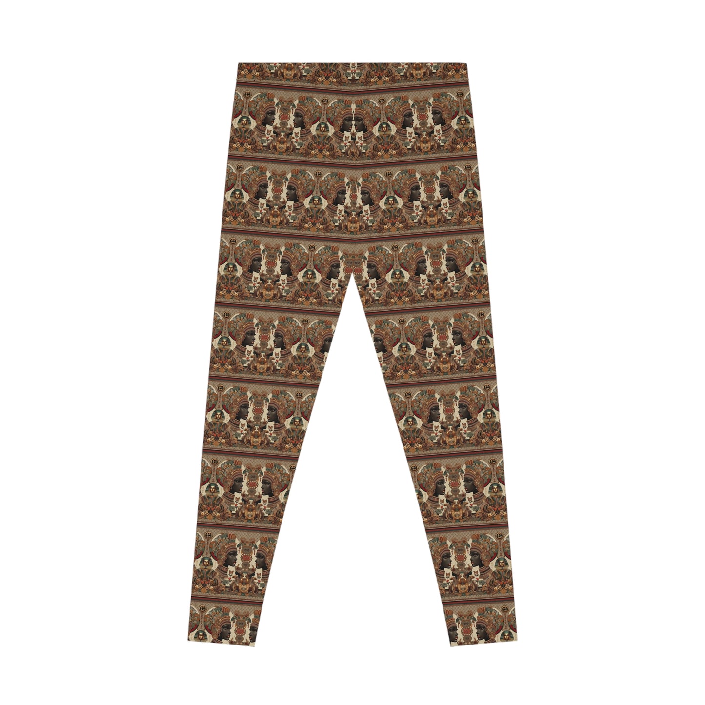 Bohemian Gucci-inspired Stretchy Leggings with Floral African Egyptian Queen Design