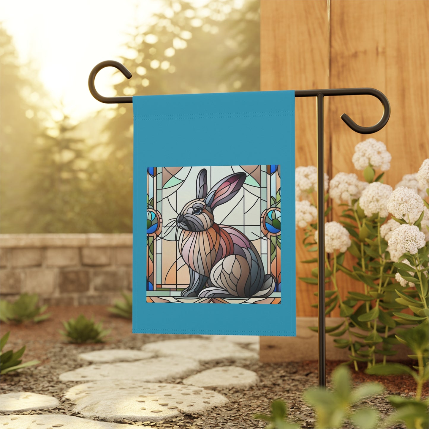 Stained Glass Rabbit Garden Banner - Vibrant Decorative Flag for Home & Garden