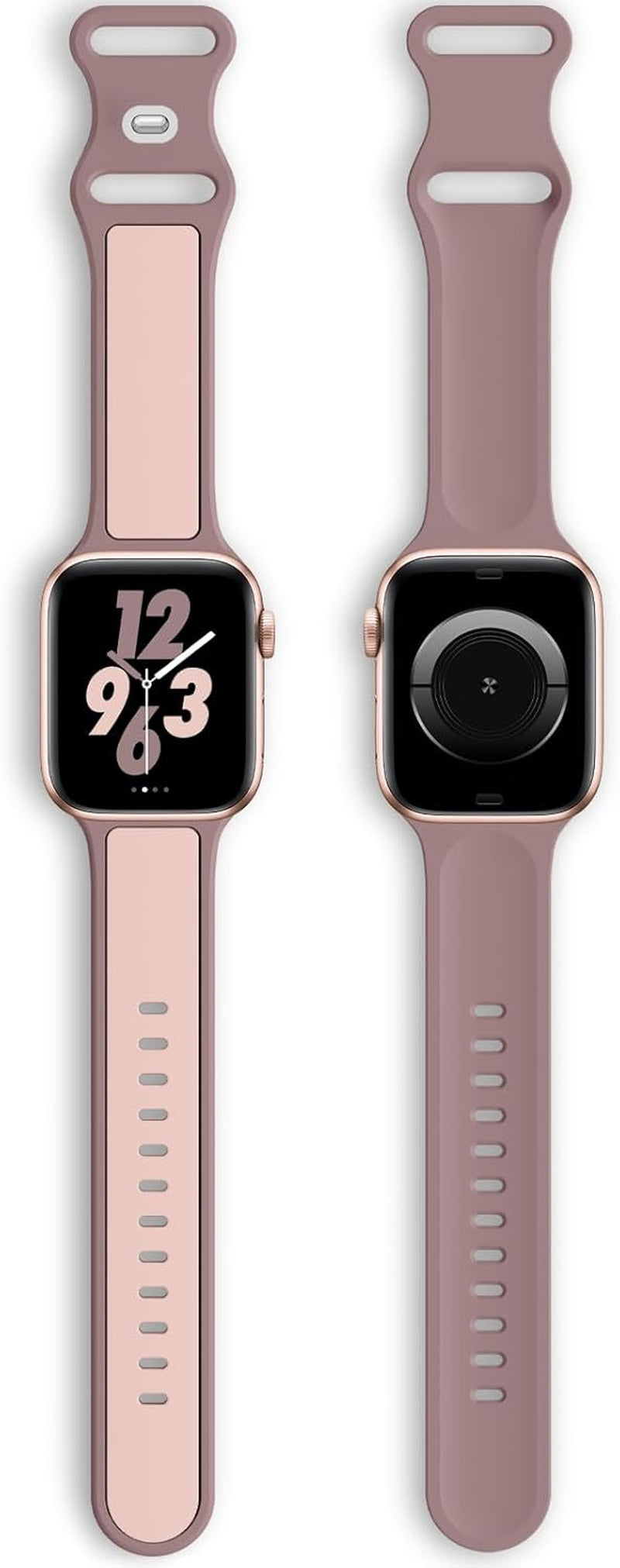 Two-Toned Dual Color Bands Compatible with Apple Watch 38Mm 40Mm 41Mm 42Mm 44Mm 45Mm 49Mm, Replacement Soft Silicone Sport Strap for Iwatch Series 9/8/7/6/5/4/3/2/1 Ultra/Ultra 2 SE Women Men