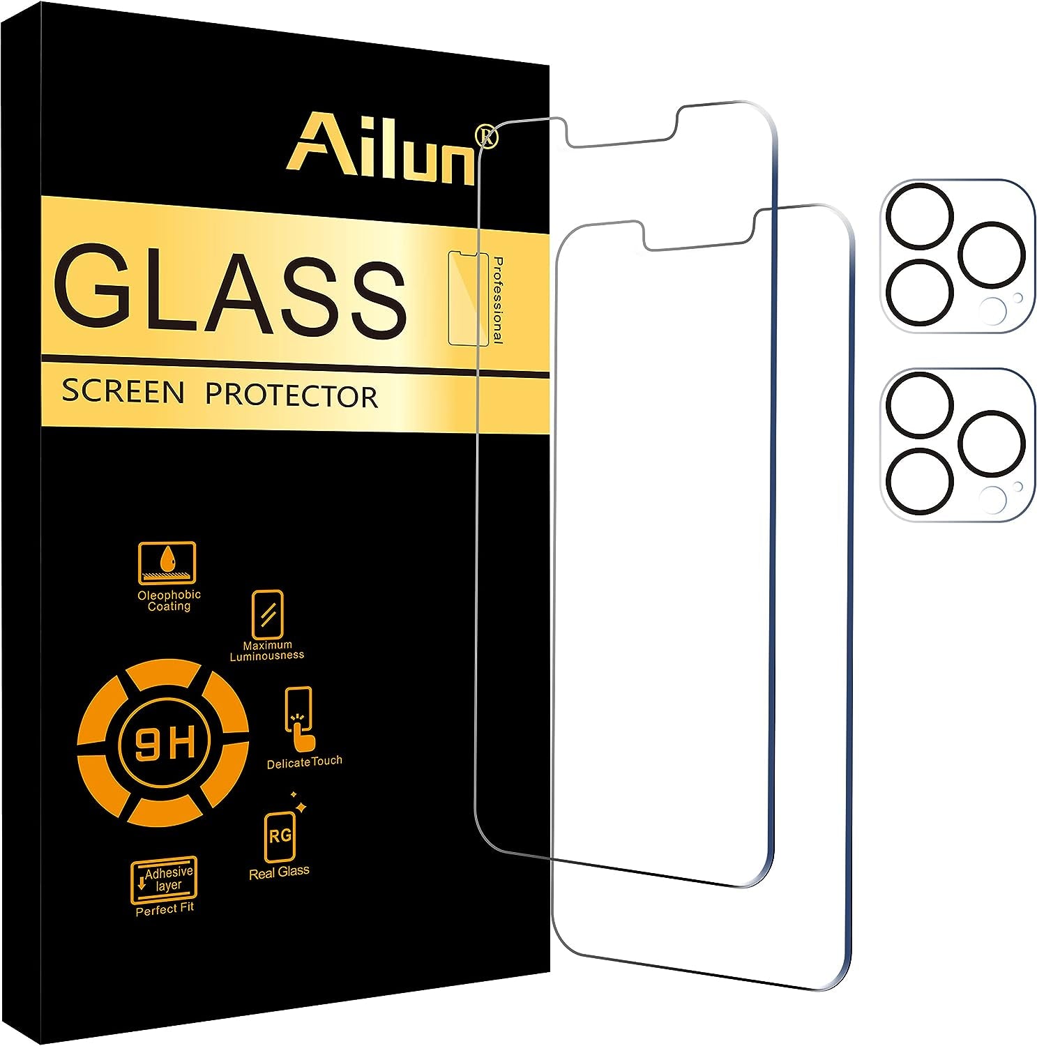 3 Pack Screen Protector for Iphone 16 [6.1 Inch] + 3 Pack Camera Lens Protector with Installation Frame,Case Friendly Tempered Glass Film,[9H Hardness] - HD [6 Pack]