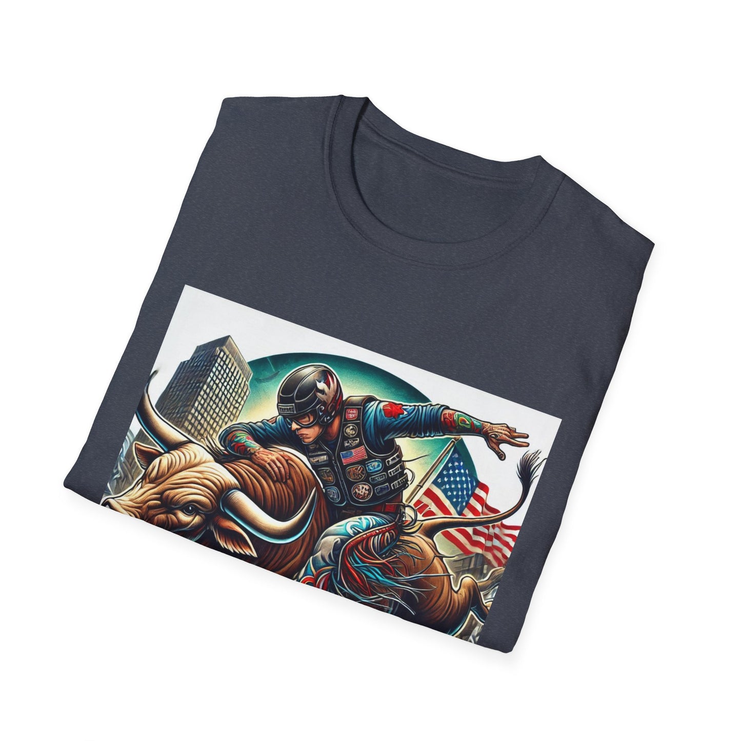 Professional Bull Riders 3D tattoo image featuring Albany City in New York State Unisex Softstyle T-Shirt