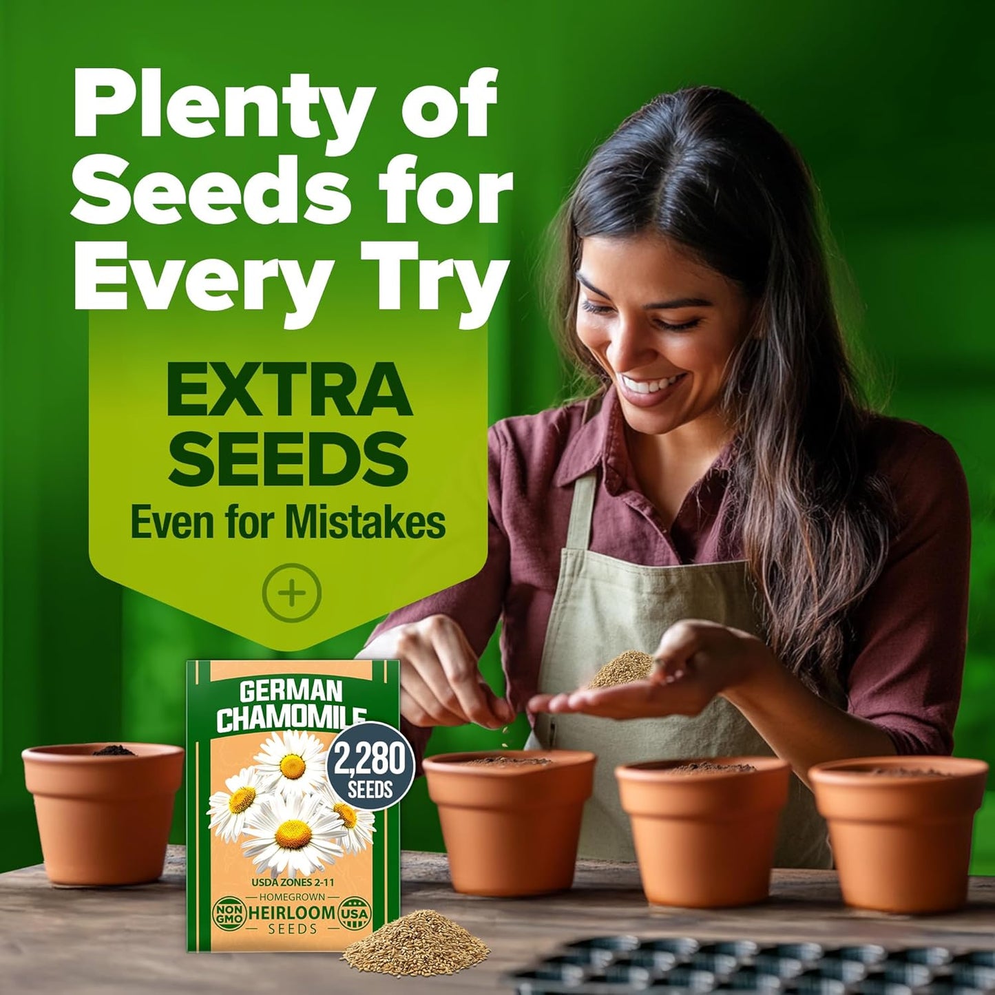 German Chamomile Seed Pack - 2280 Heirloom Chamomile Seeds for Planting Non-Gmo Herb Seeds for Creating a Sustainable Herb Garden for Medicinal Herbal Teas (Matricaria Chamomilla) TLBH