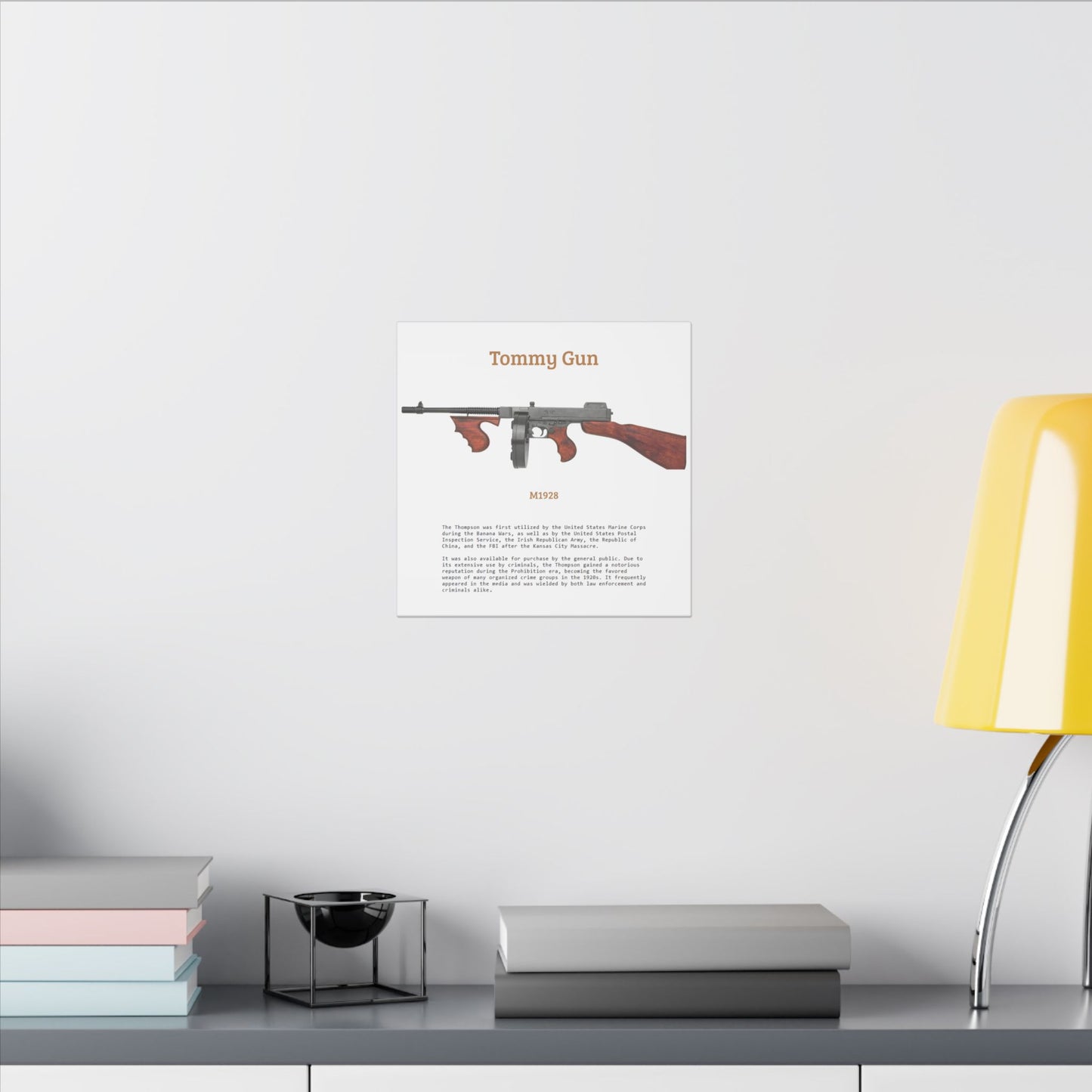 Thompson submachine gun TOMMY GUN M1928 Matte Canvas, Stretched, 0.75" (Multi-Size)