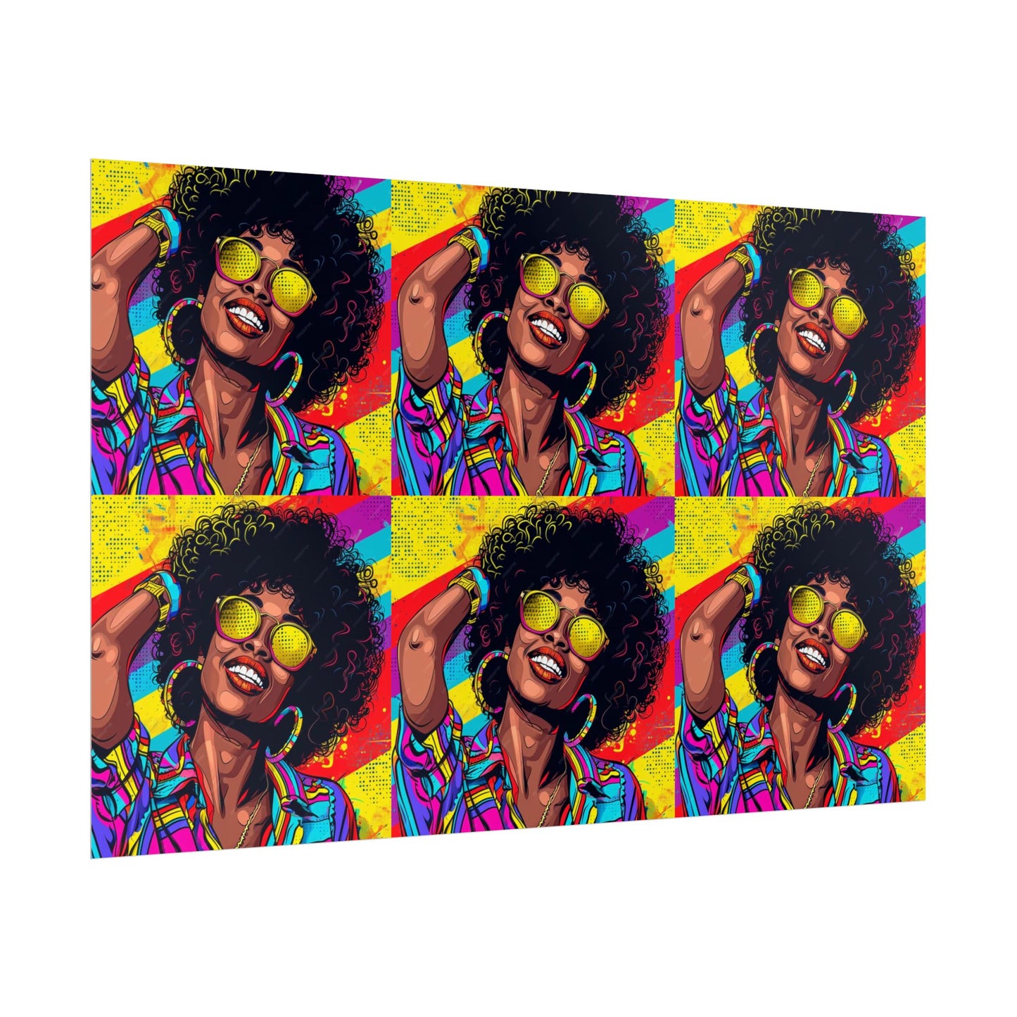 Woman afro hair with braids fat black color drawing Rolled Posters