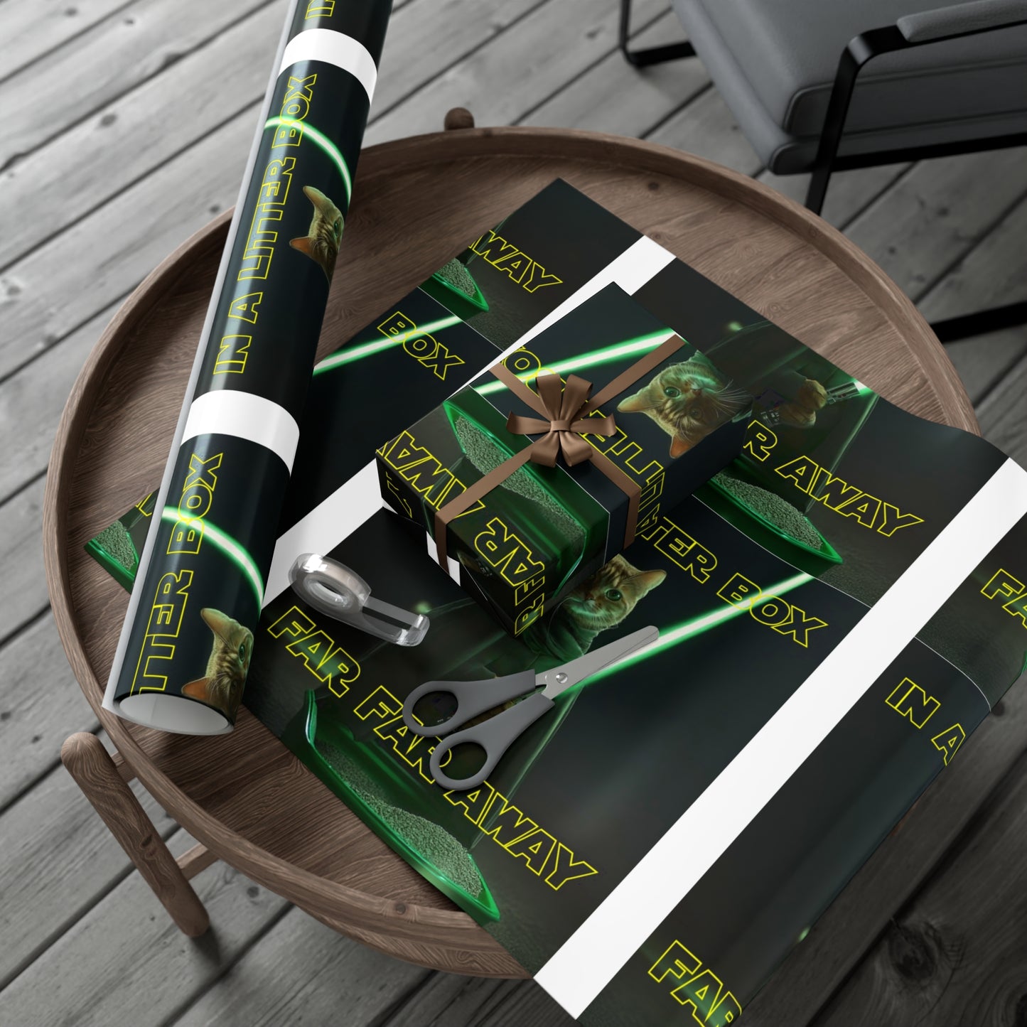STAR WARS CAT IN A LITTER BOX FAR FAR AWAY Gift Wrap Papers