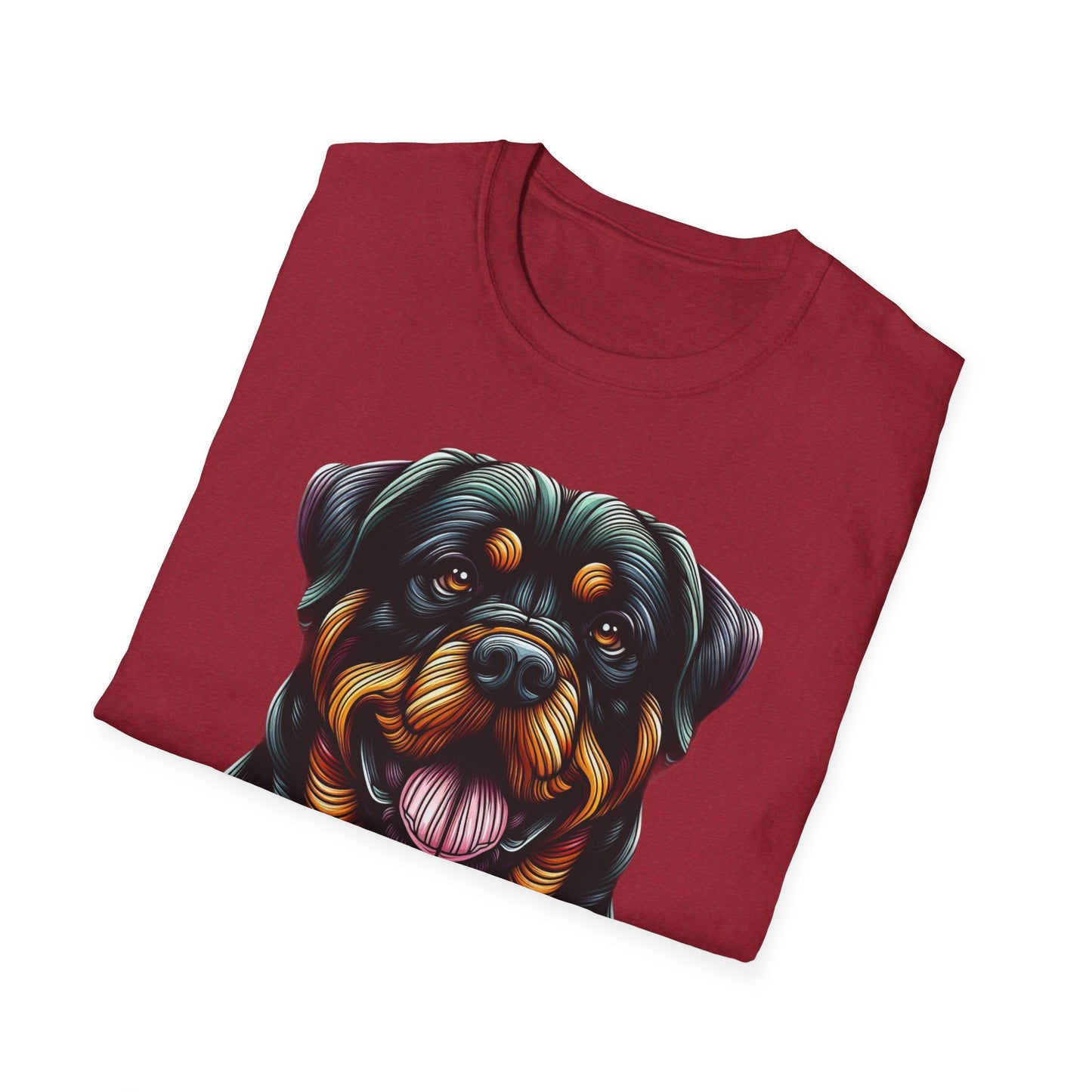 Rottweiler Animal Stained Glass Design Unisex Softstyle T-Shirt
