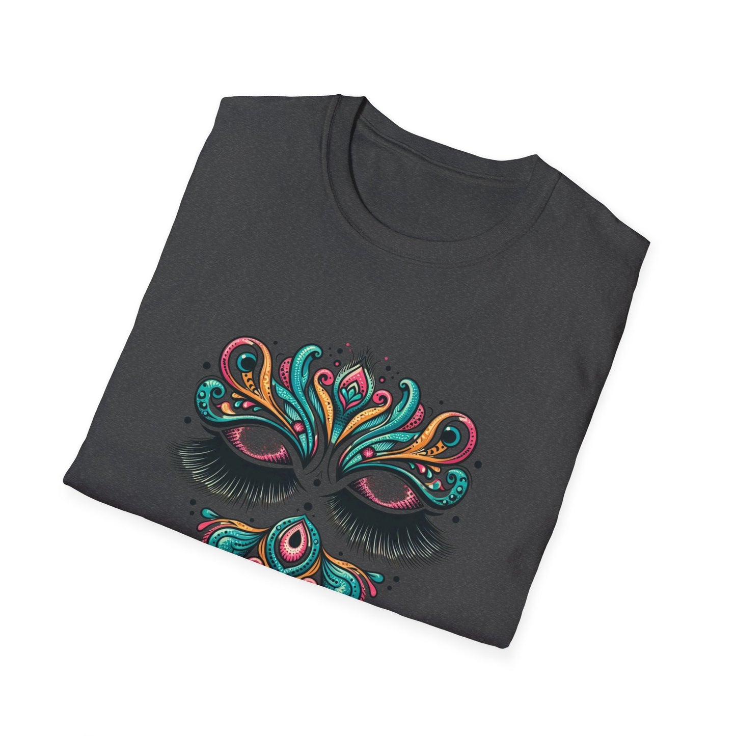 Colorful Mandala Unisex Softstyle T-Shirt – Bohemian LASHES Vibe for Art Lovers