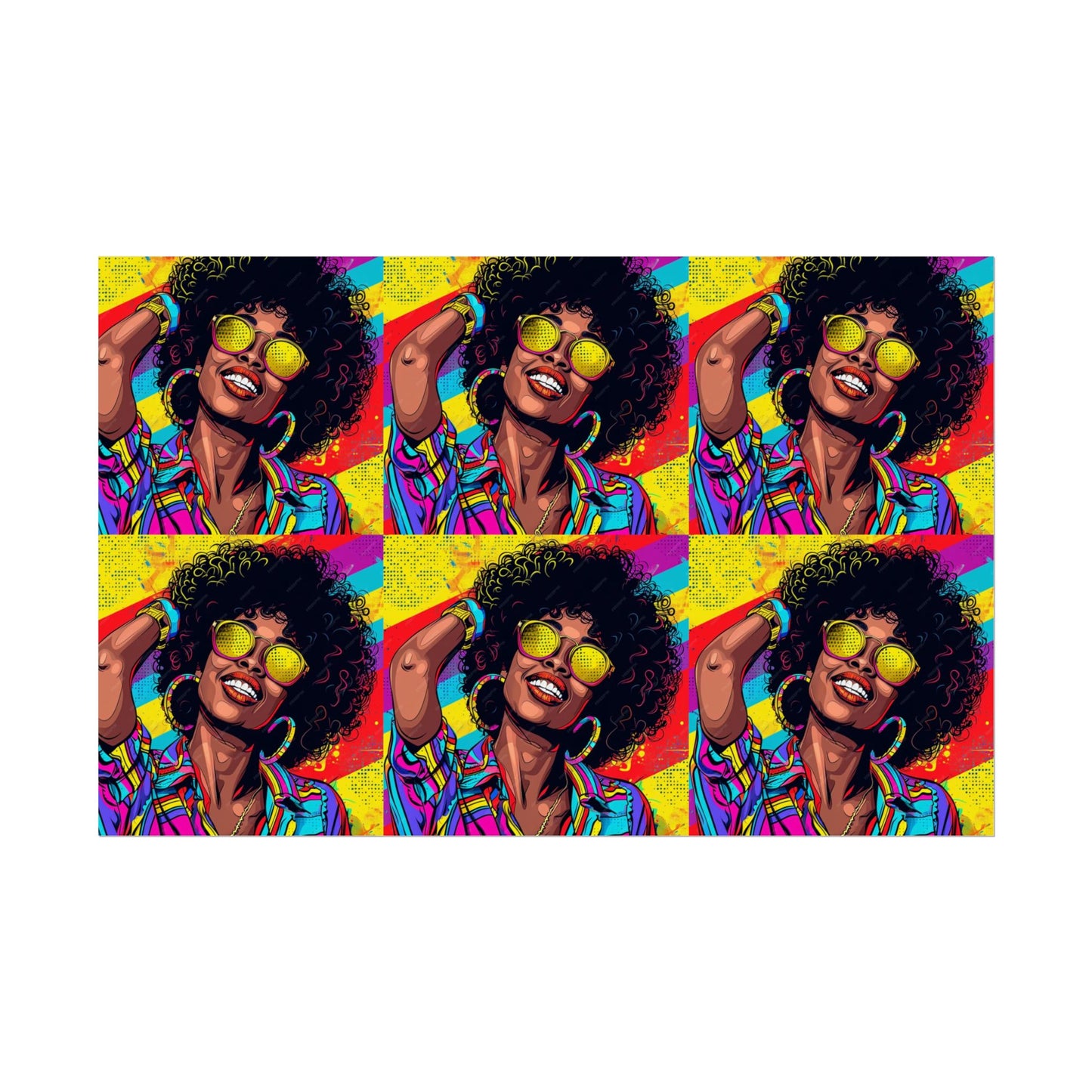 Woman afro hair with braids fat black color drawing Rolled Posters