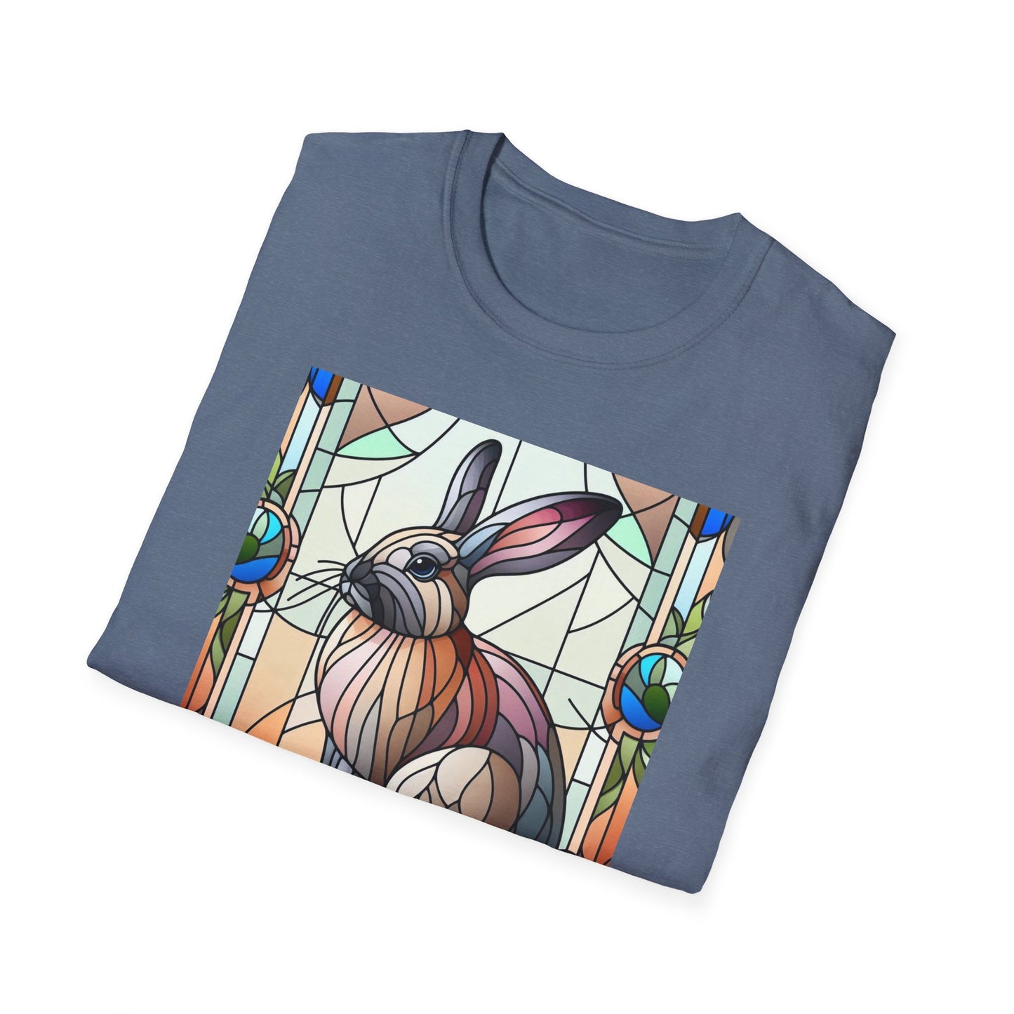 Flemish Giant Rabbit Animal Stained Glass Design Unisex Softstyle T-Shirt
