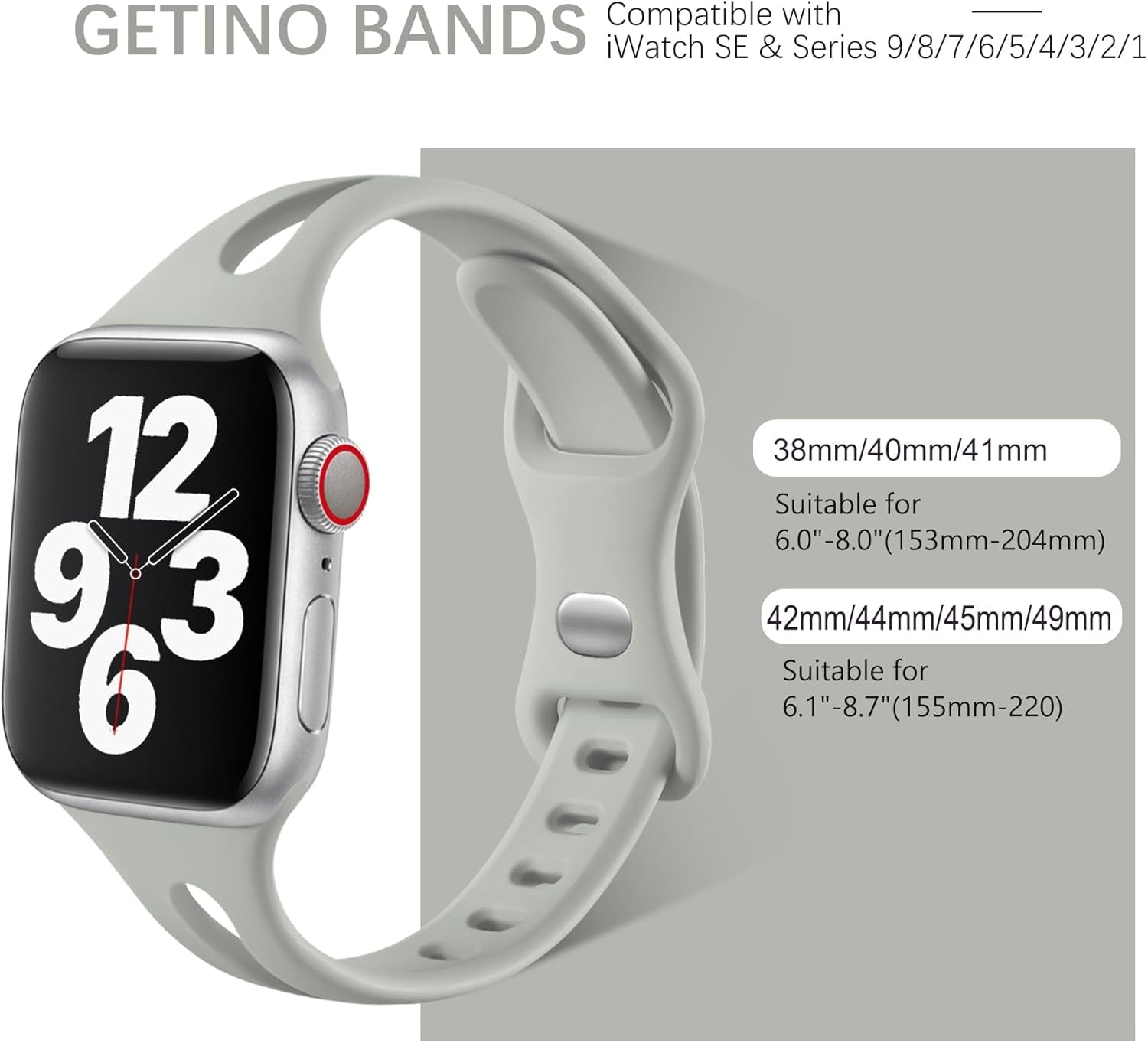 Compatible with Apple Watch Band 40Mm 38Mm 41Mm Iwatch Series 9 8 7 6 5 4 3 2 1 SE for Women Men, Stylish Durable Soft Silicone Slim Sport Watch Bands, 4 Pack, Black/Pebble Gray/Pink Sand/White