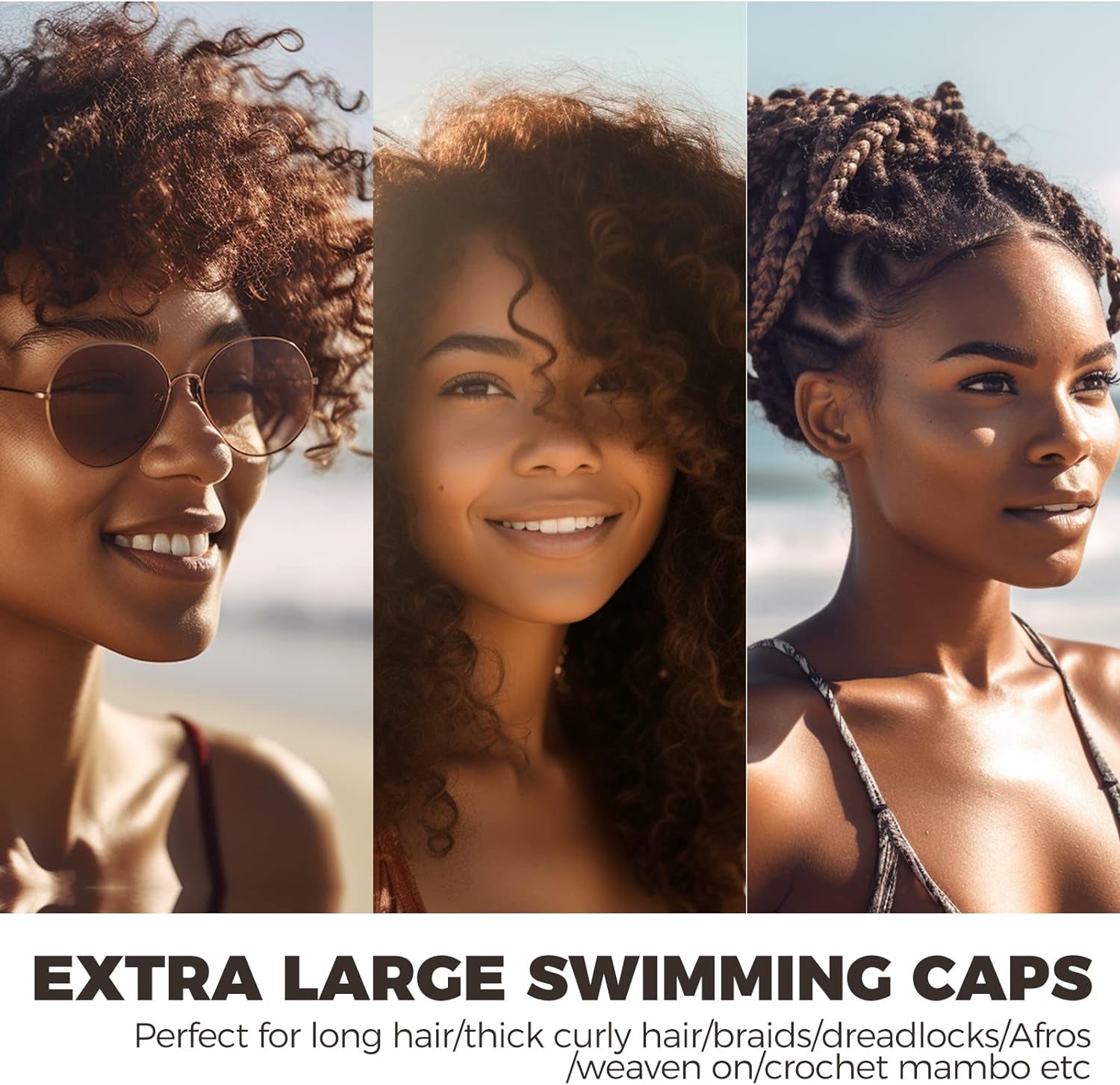 Extra Large Swim Cap - Swim Cap for Long Hair, Dreadlocks, Weaves, Hair Extensions, Braids, Curls & Afros - Silicone Swimming Cap for Women & Men, Keep Hair Dry