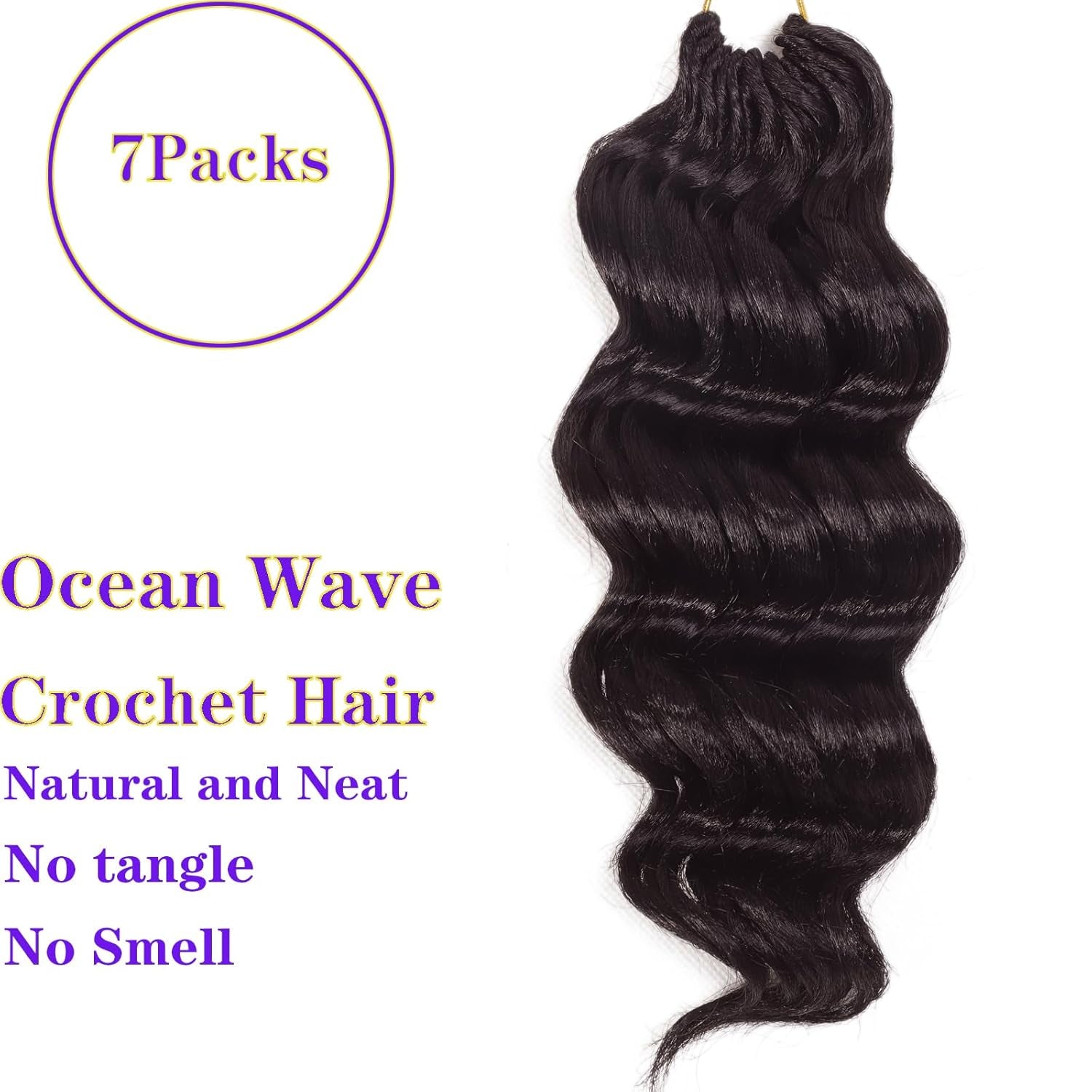 Dark Brown Ocean Wave Crochet Hair Pre Looped 9 Inch Curly Crochet Hair Ocean Wave 7 Packs Deep Wave Short Wavy Ocean Wave Crochet Braids Hair Extensions for Women Water Wave