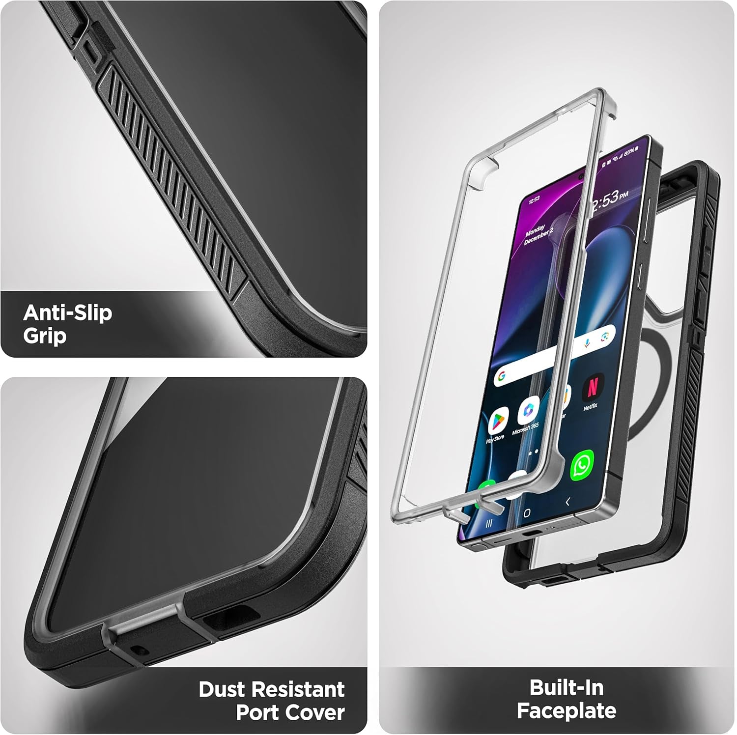 Designed for Samsung Galaxy S25 Ultra Case with Belt Clip (Compatible with Magsafe Qi2) Dual-Layer Rugged Cover with Phone Holster (Voyager Series) (S25 Ultra)