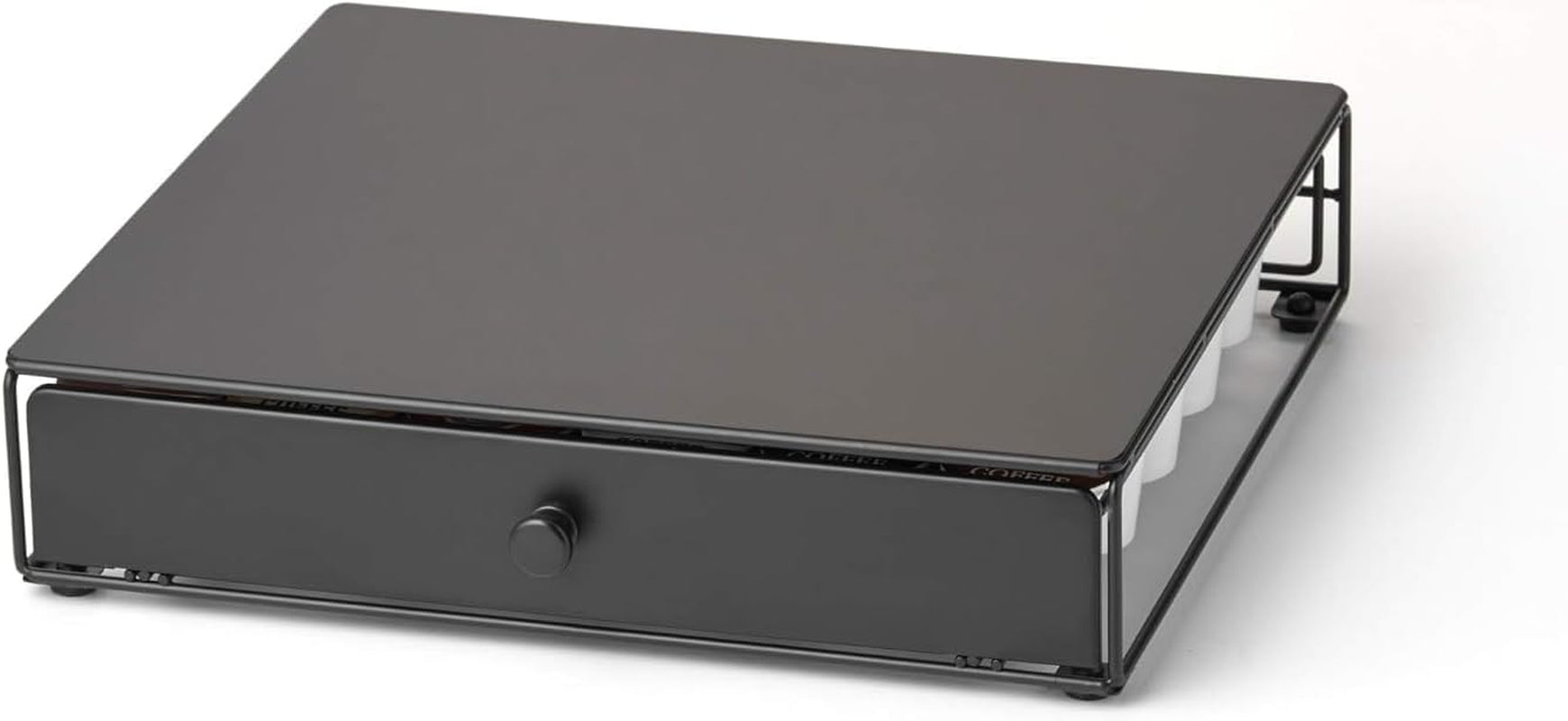 Nifty Coffee Pod Drawer – Compatible with K-Cups, 36 Pod Pack Holder, Non-Rolling, Compact under Coffee Pot Storage Sliding Drawer, Home Kitchen Counter Organizer, Black