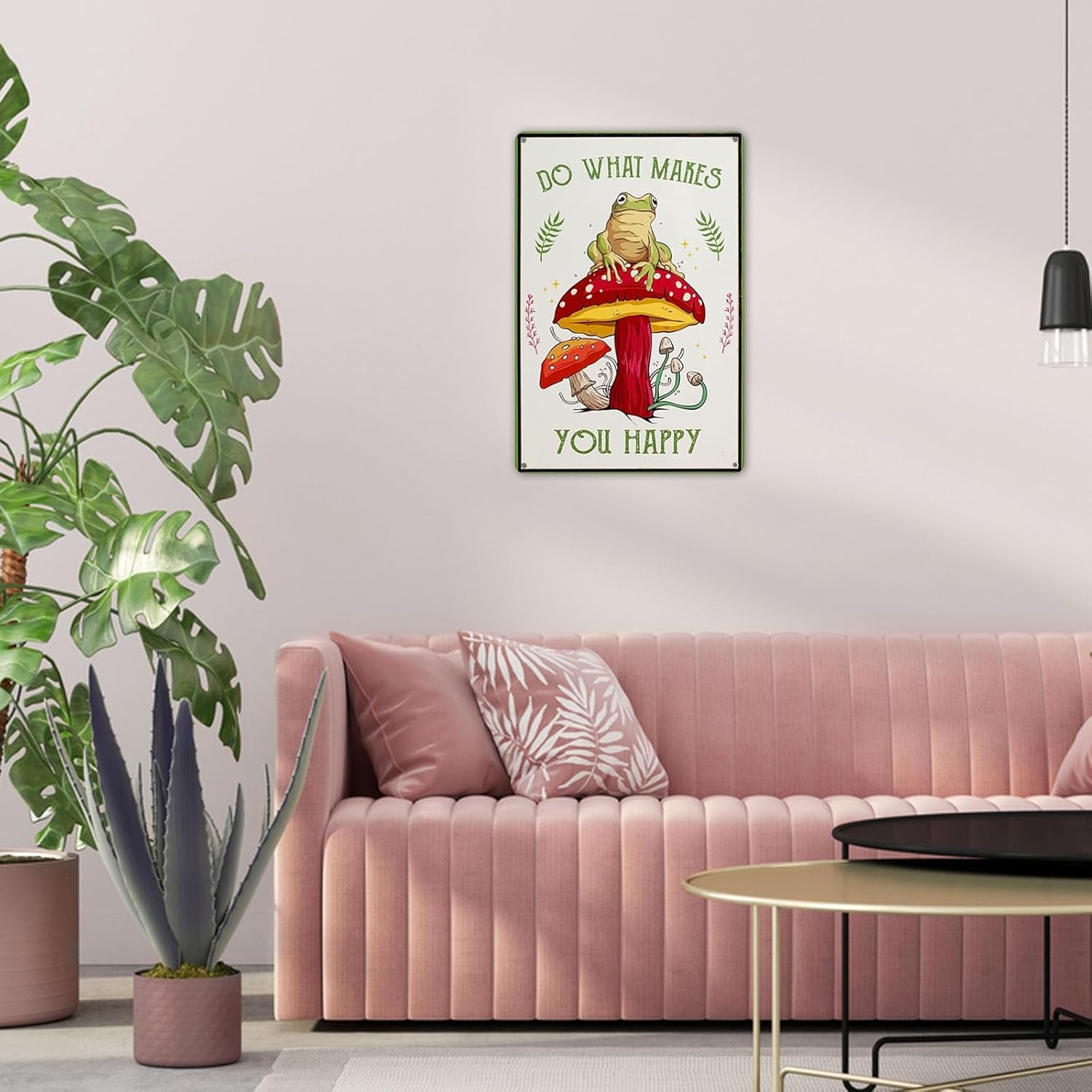 Funny Mushroom Decor Frog Decor Do What Makes You Happy Sign - Cute House, Home, Bedroom, Kitchen, Bathroom, Forest Room Nature Wall Decor, 12 X 8 Inch (247)