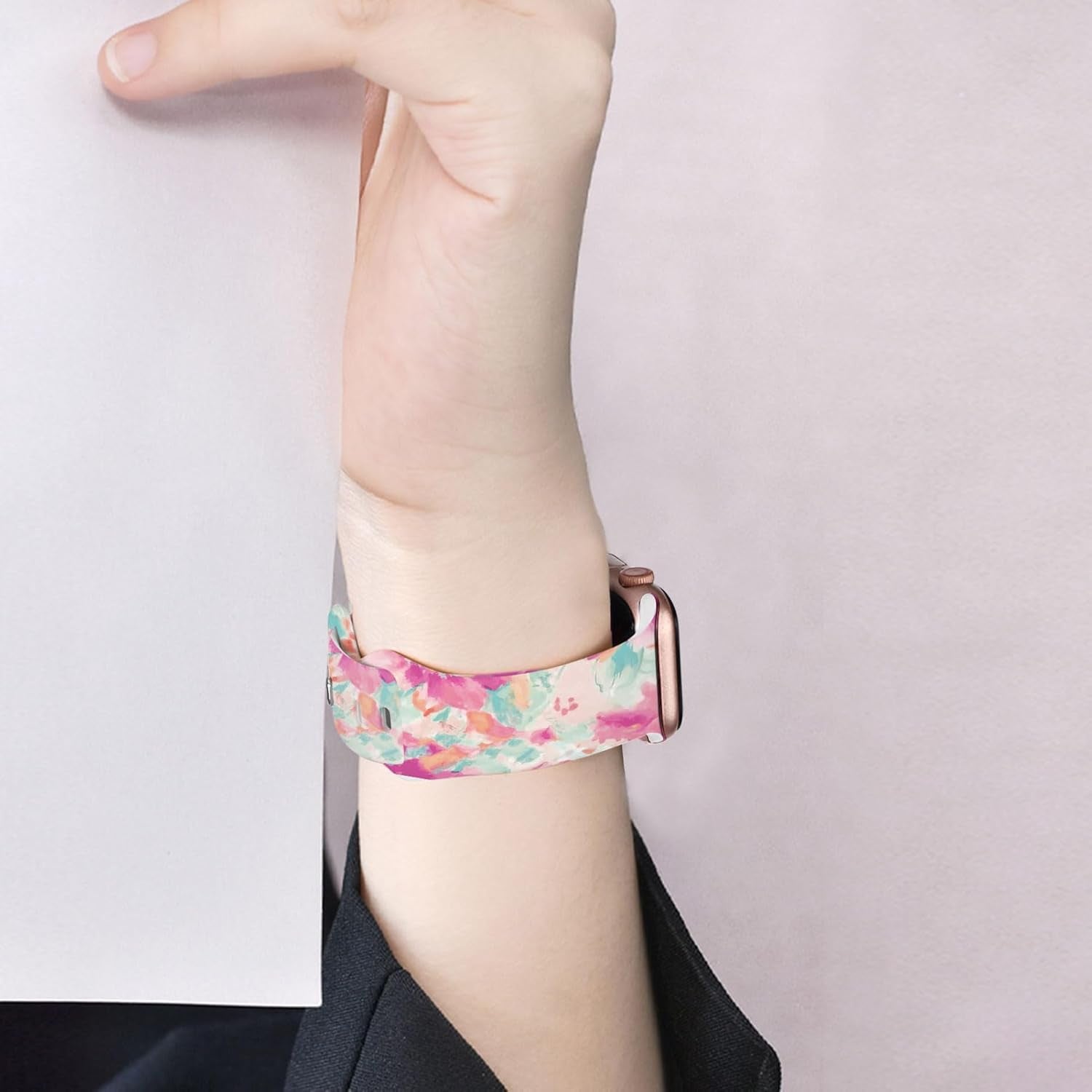 Floral Silicone Band Compatible with Apple Watch Bands for Women, 38Mm 40Mm 41Mm 42Mm 44Mm 45Mm 49Mm, for Iwatch Band Series 9 SE Ultra 8 7 6 5 4 3 2 1