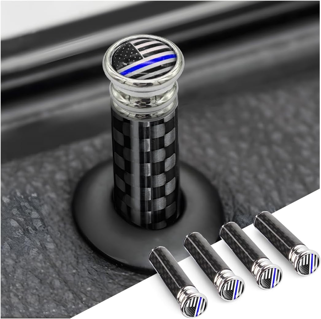 4PCS Car Door Lock Knobs, American Flag Carbon Fiber Door Lock Pin Cover, Decorative Modification Door Lock Bolt Pin Cover, Auto Accessories Universal for SUV, Truck, Van (Black Flag) TRUCK DRIVER