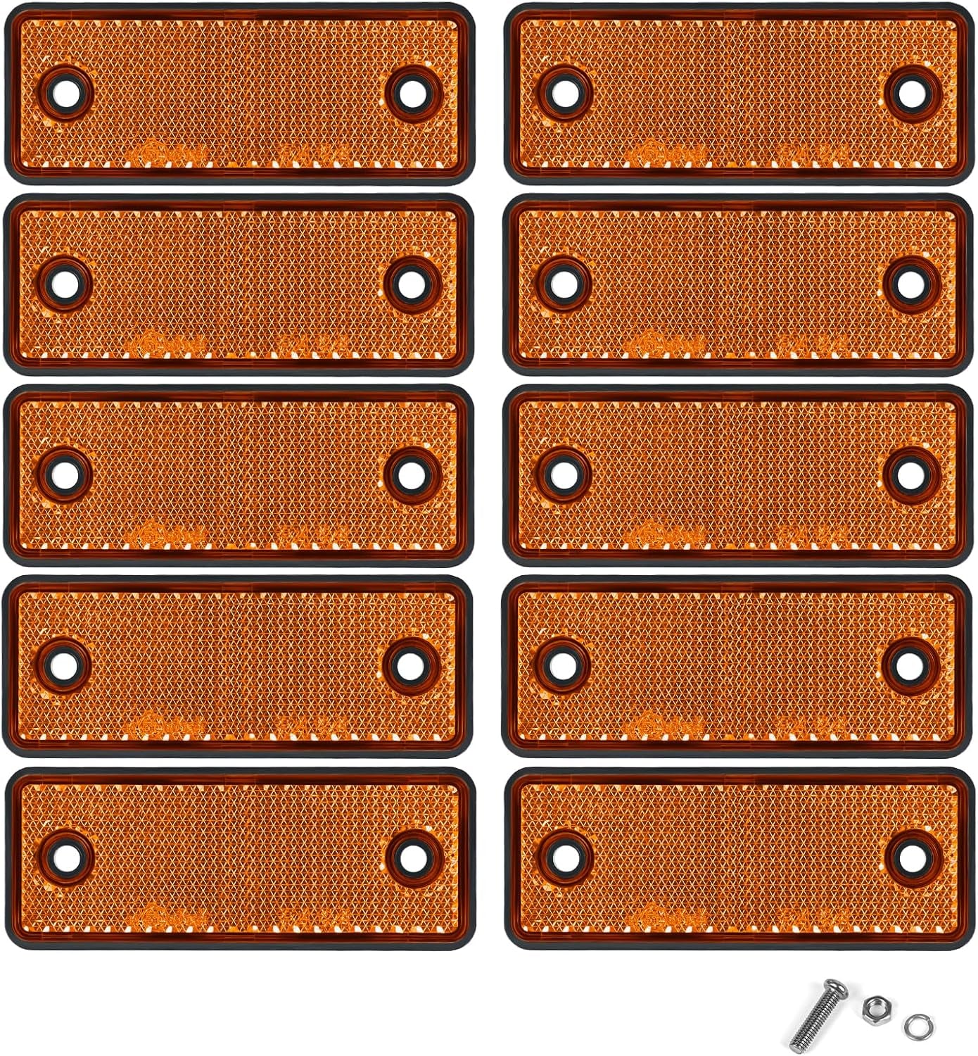10 Pack Red Screw on Rectangular Reflectors, E11 Approval Road Safety Gate Posts Rear Reflectors for Trailer Caravan Truck Tractor Boat Lorry Motorcycle Fence Gate Post TRUCK DRIVER