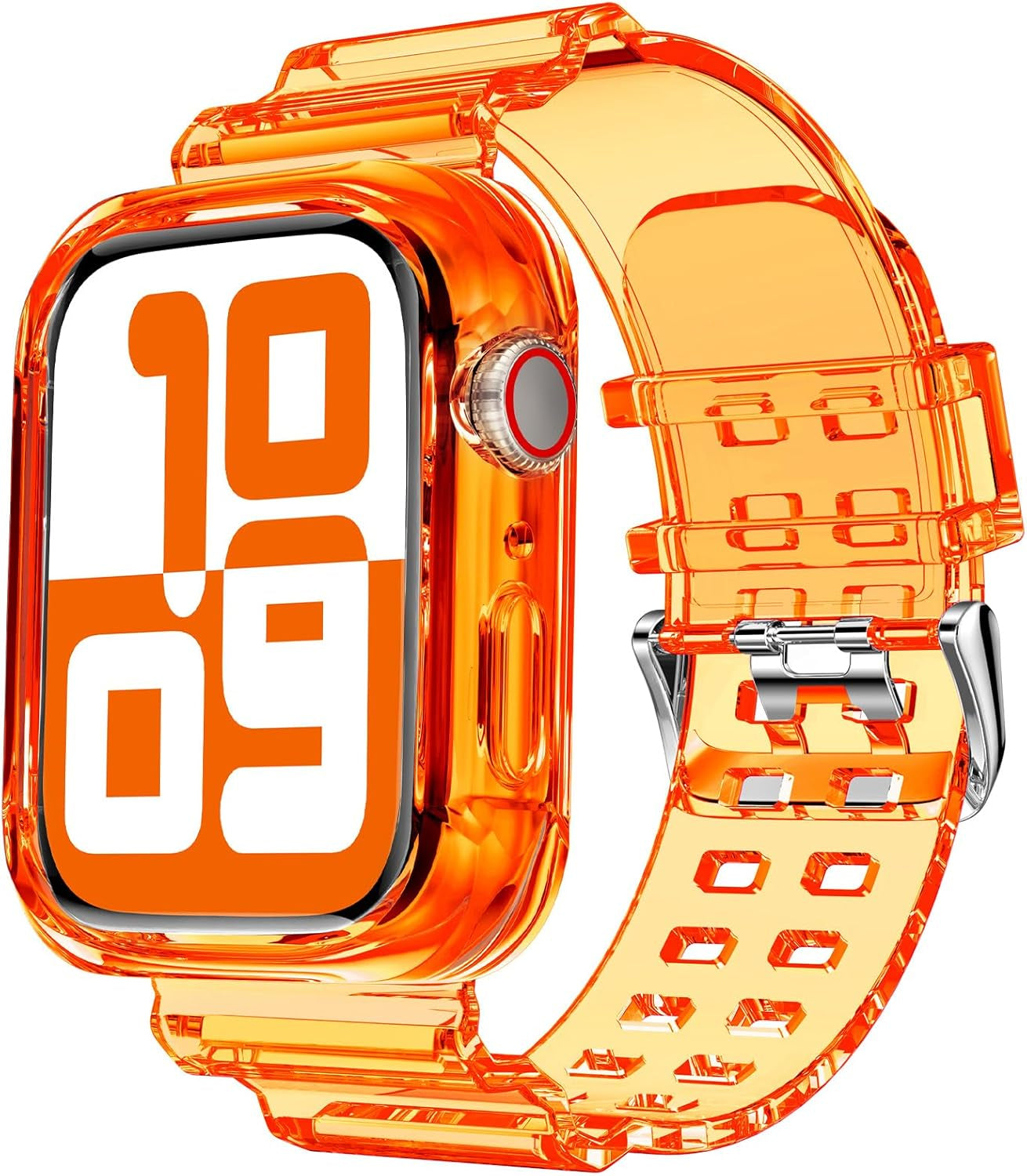 Compatible for Clear Apple Watch Band with Bumper Case, Women Men Glitter Bling TPU Sport Strap for Iwatch SE Ultra Series 10 9 8 7 6 5 4 3 2 1