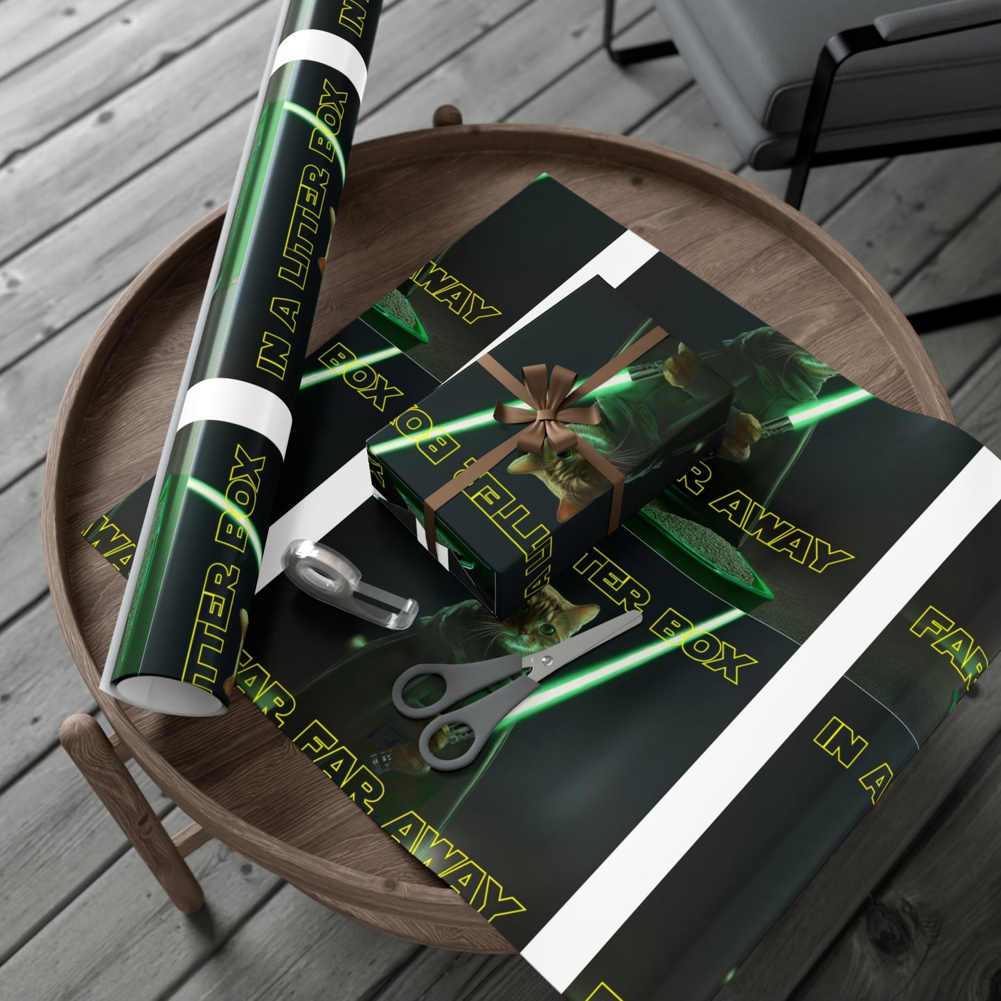 STAR WARS CAT IN A LITTER BOX FAR FAR AWAY Gift Wrap Papers