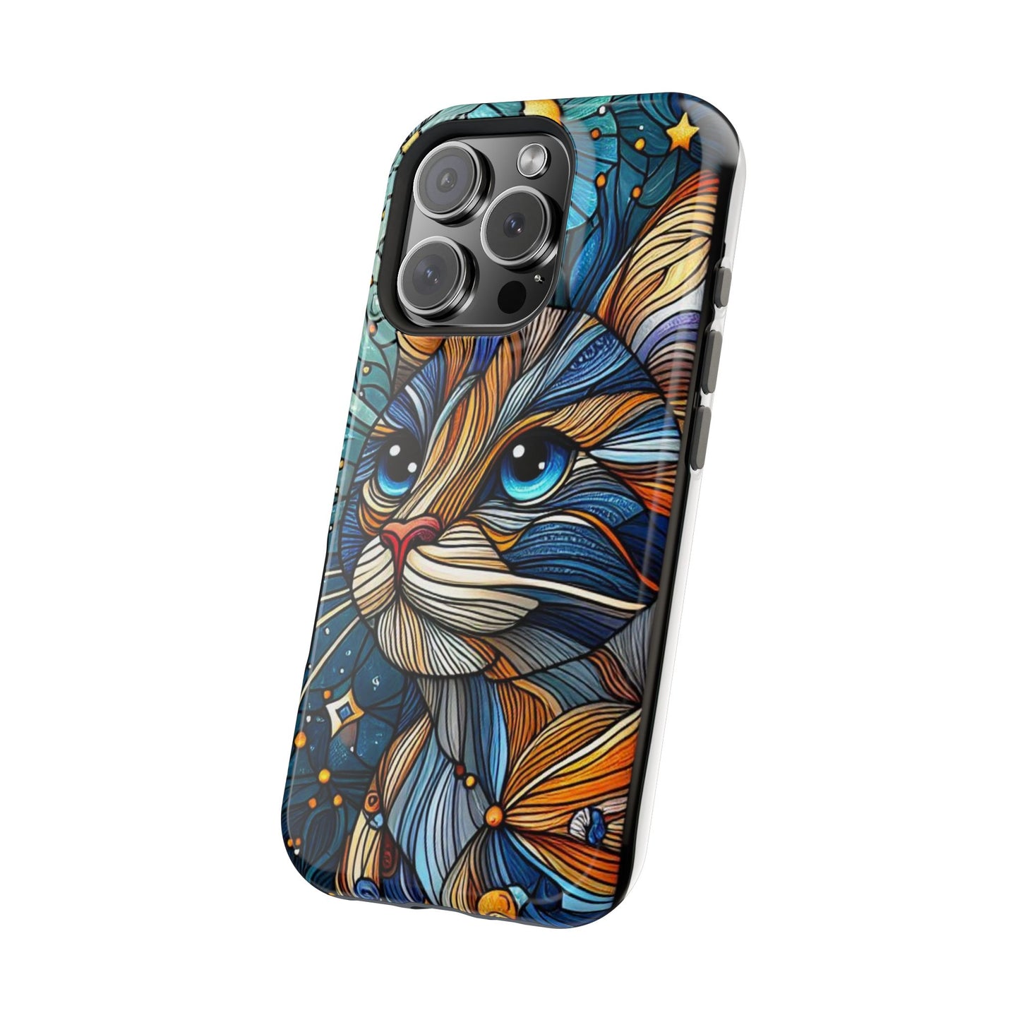Cat-Stained Glass Magnetic Tough Cases