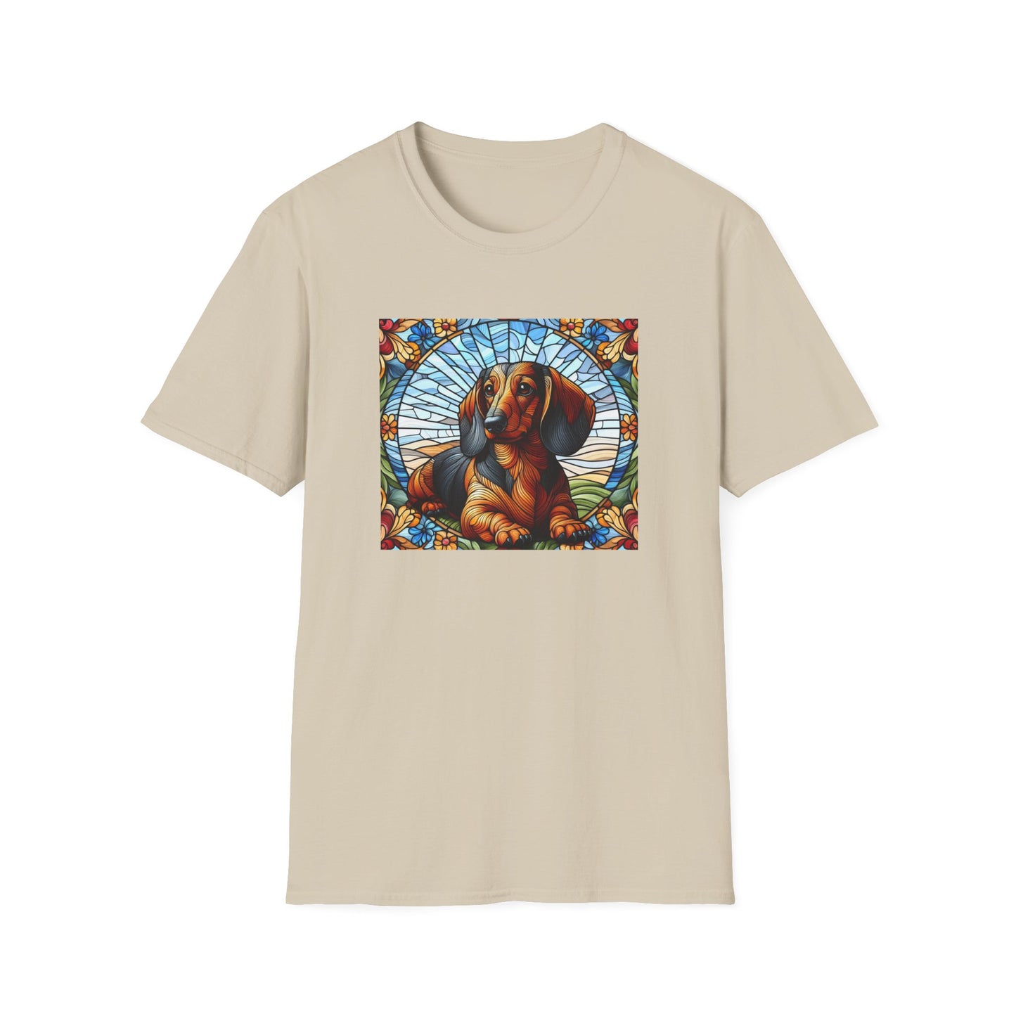 Dachshund Stained Glass Unisex Softstyle T-Shirt