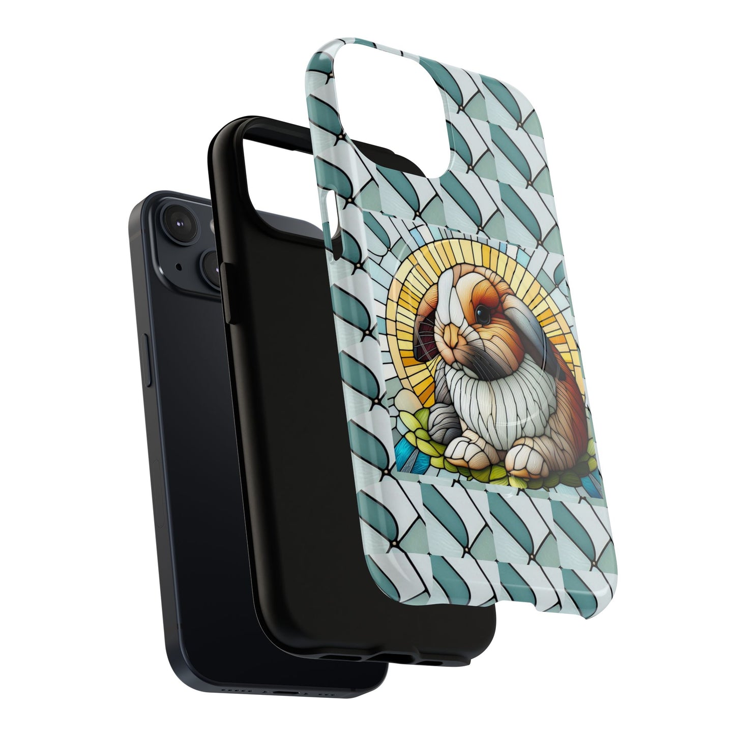 Holland Lop Rabbit Animal Stained Glass Design Tough Magnetic Cases