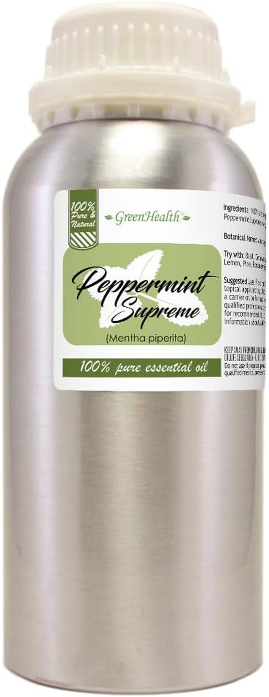 16 Fl Oz - Peppermint Essential Oil (Mentha Piperita) - 100% Pure & Uncut - Aluminum Bottle - TLBH