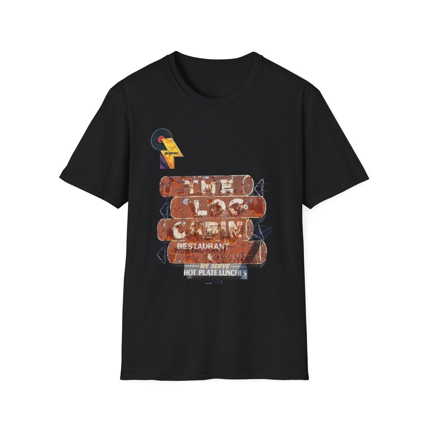 retro vintage Log Cabin Restaurant [gone] Memphis, TN Unisex Softstyle T-Shirt