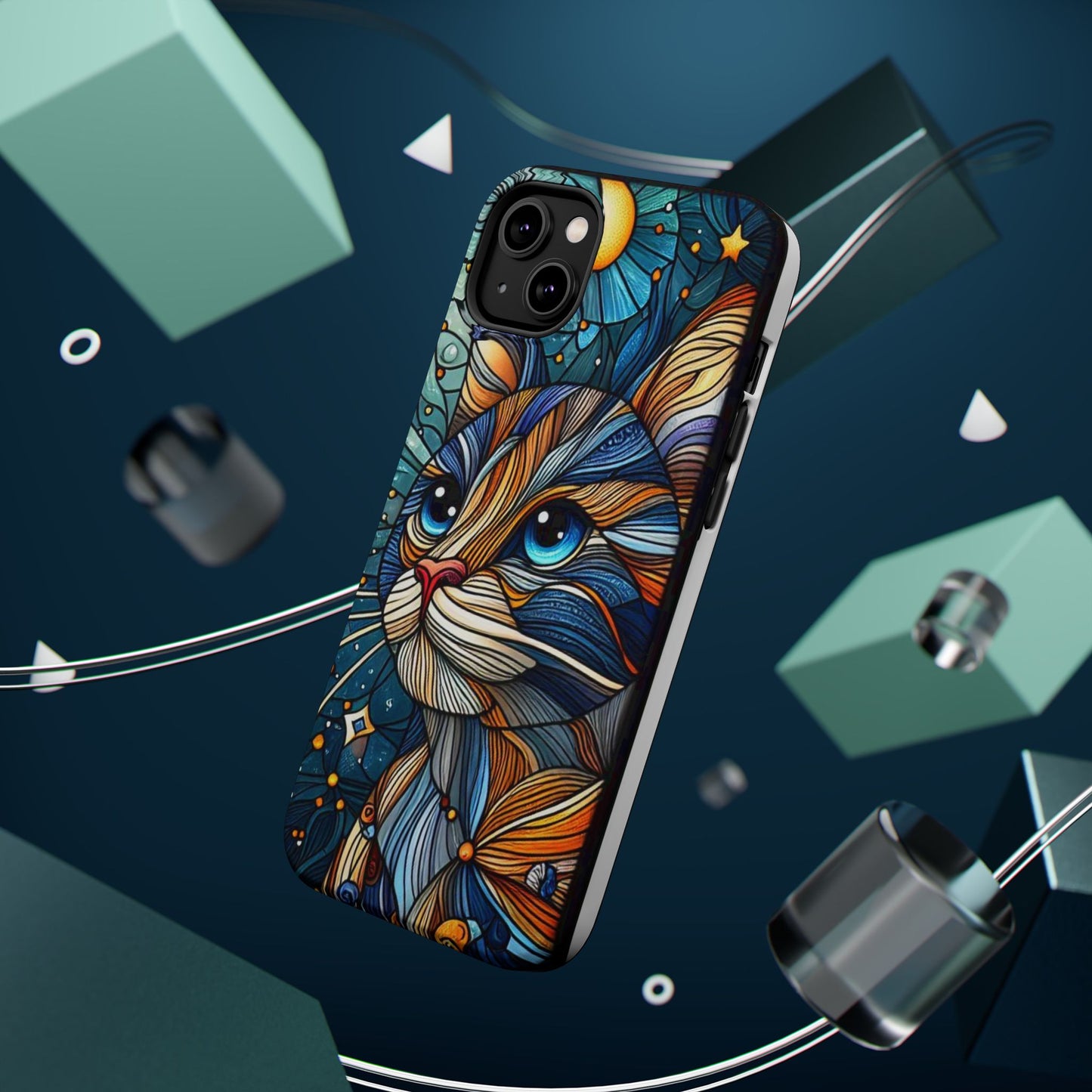 Cat-Stained Glass Magnetic Tough Cases