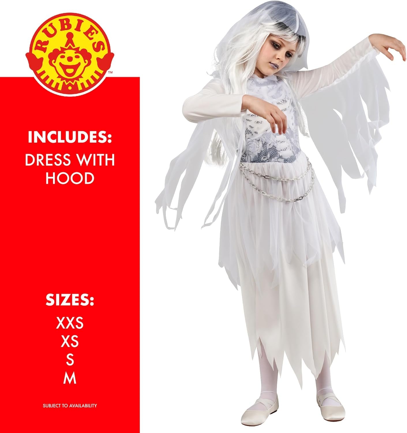 Child Forum Ghostly Girl Costume Dress with Hoodcostume Dress with Hood