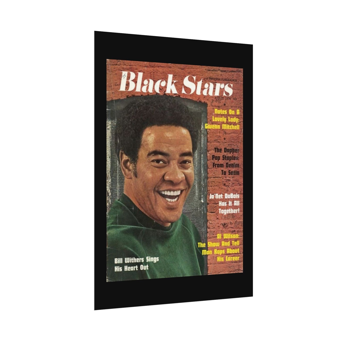 Vintage Music Rolled Posters - Bill Withers, August 1974 Design